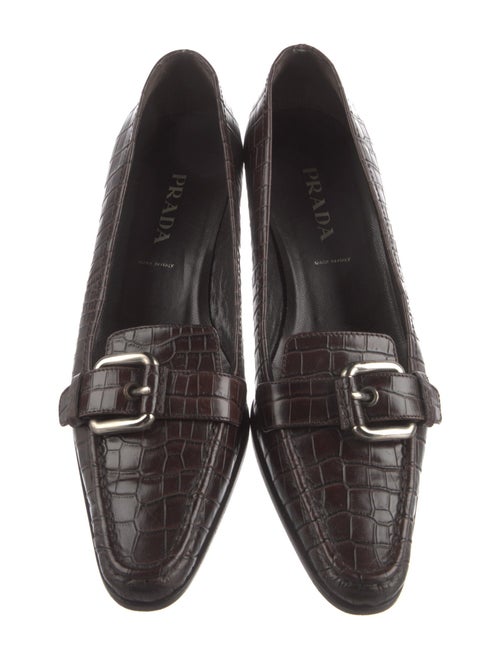 Prada Embossed Leather Printed Loafers