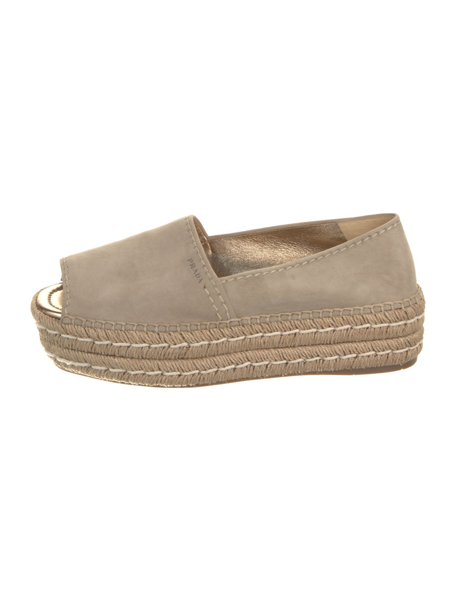 Prada Suede Whipstitch Trim Espadrilles