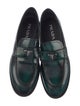 Prada Enameled Metal Triangle Leather Loafers