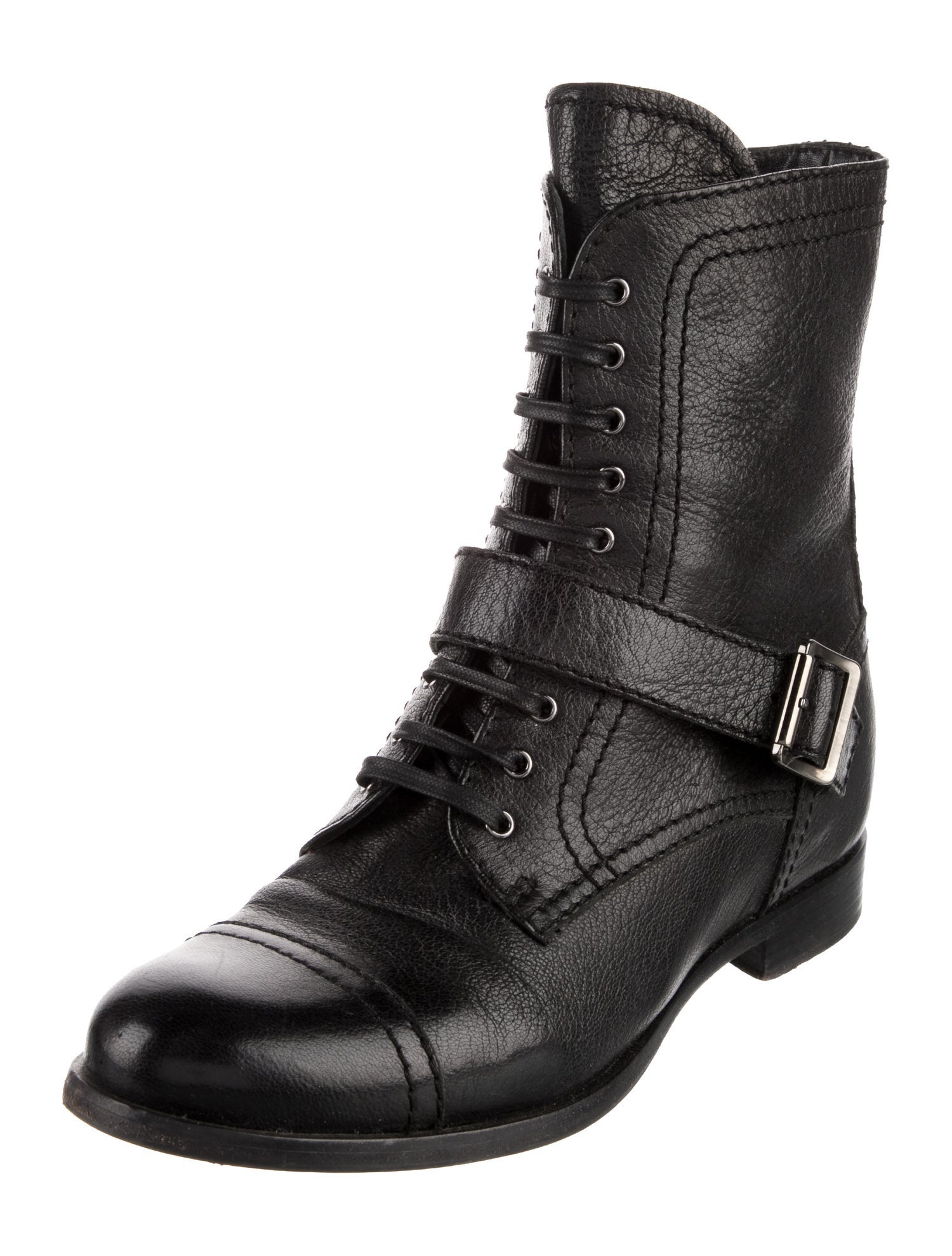 Prada Leather Combat Boots