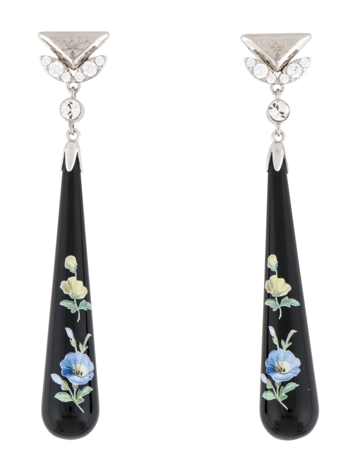 Prada Crystal & Plexiglass Drop Earrings