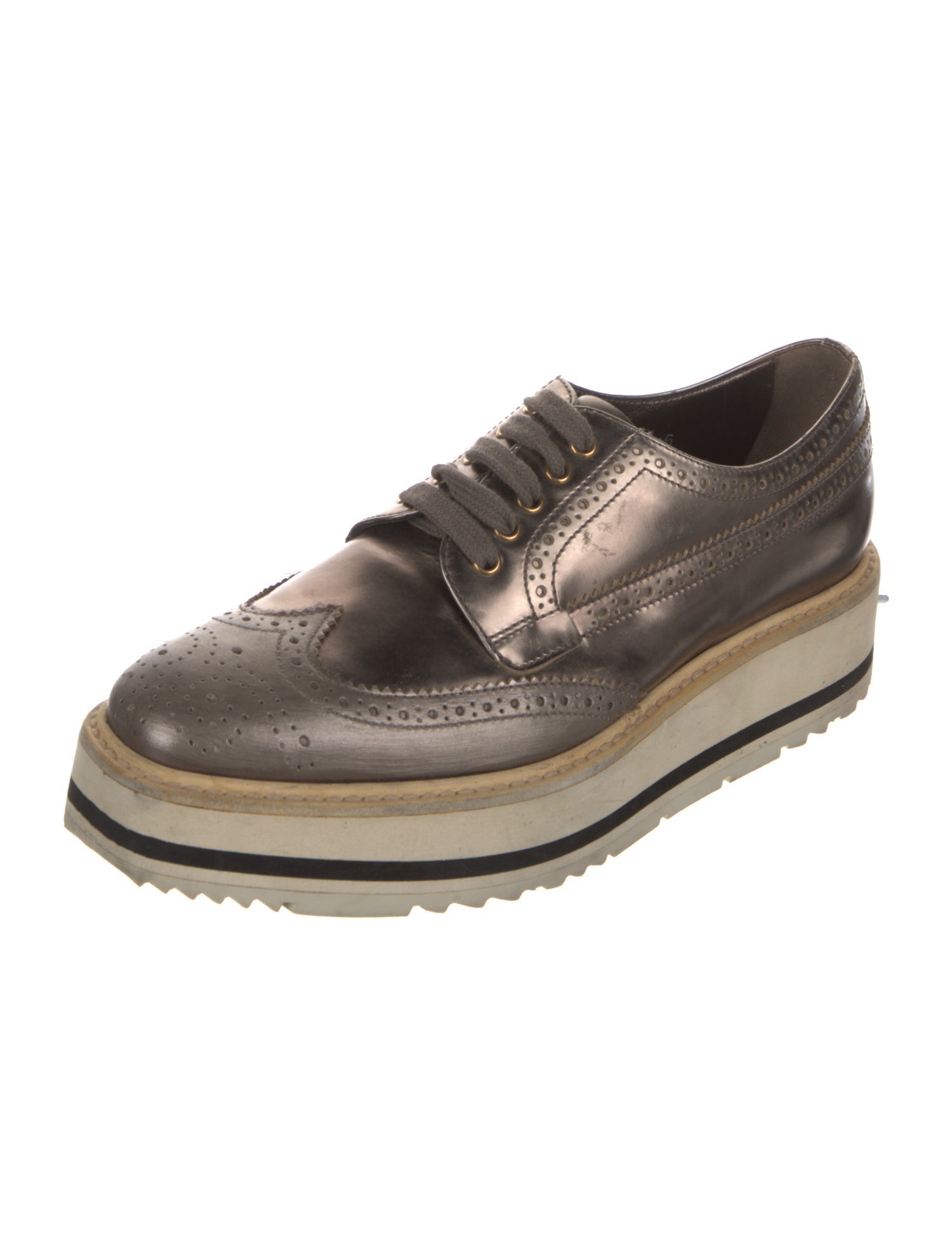 Prada Leather Lasercut Accents Sneakers