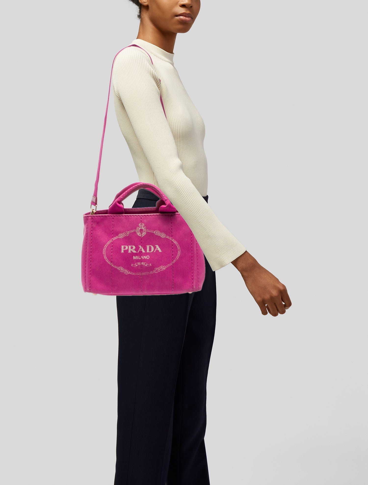 Prada Enameled Metal Triangle Crossbody Bag