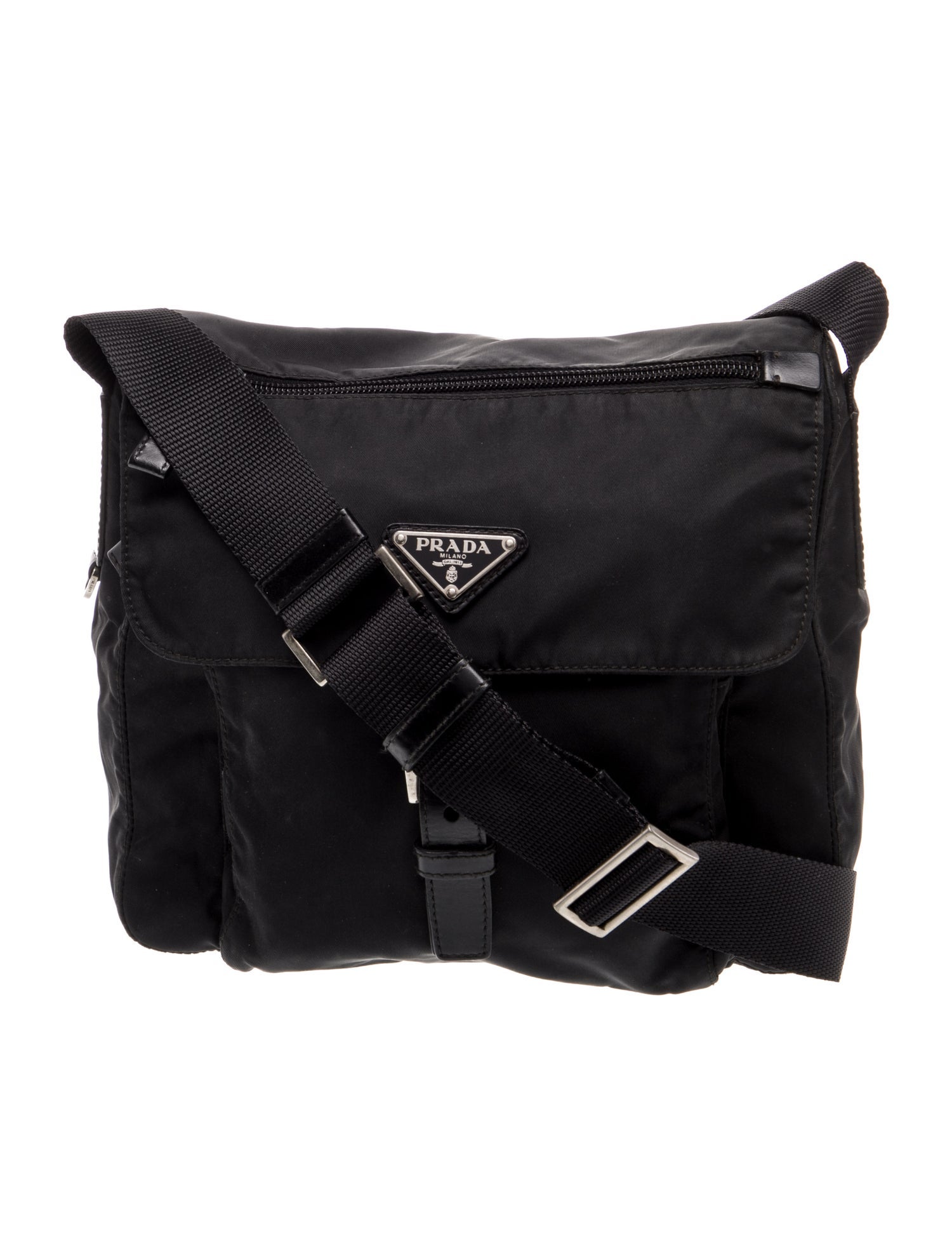 Prada Enameled Metal Triangle Crossbody Bag