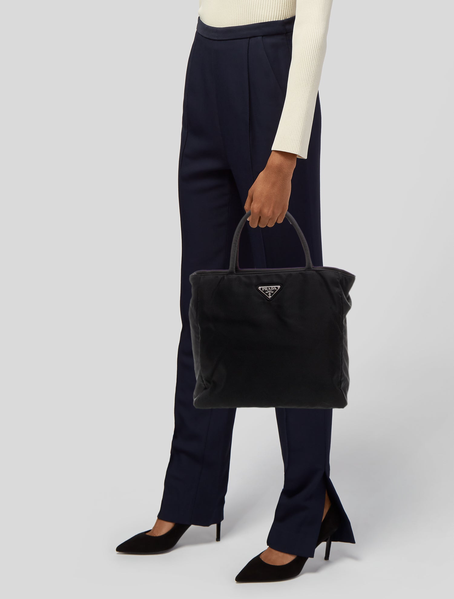 Prada Enameled Metal Triangle Top Handle Bag Vintage