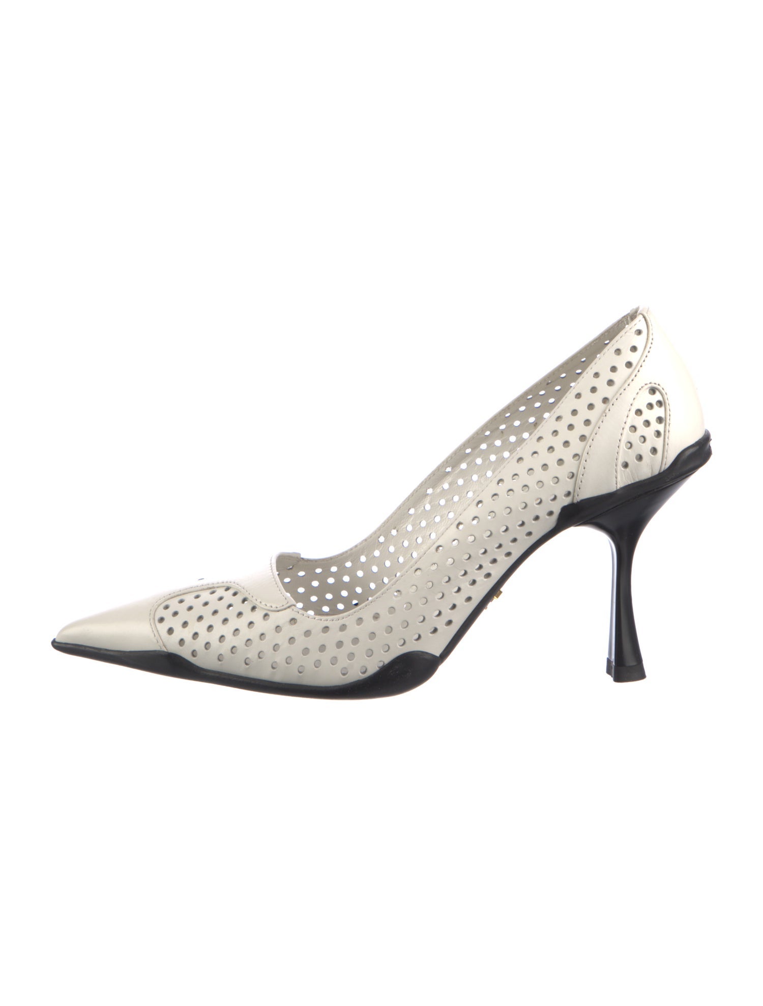 Prada Leather Lasercut Accents Slingback Pumps