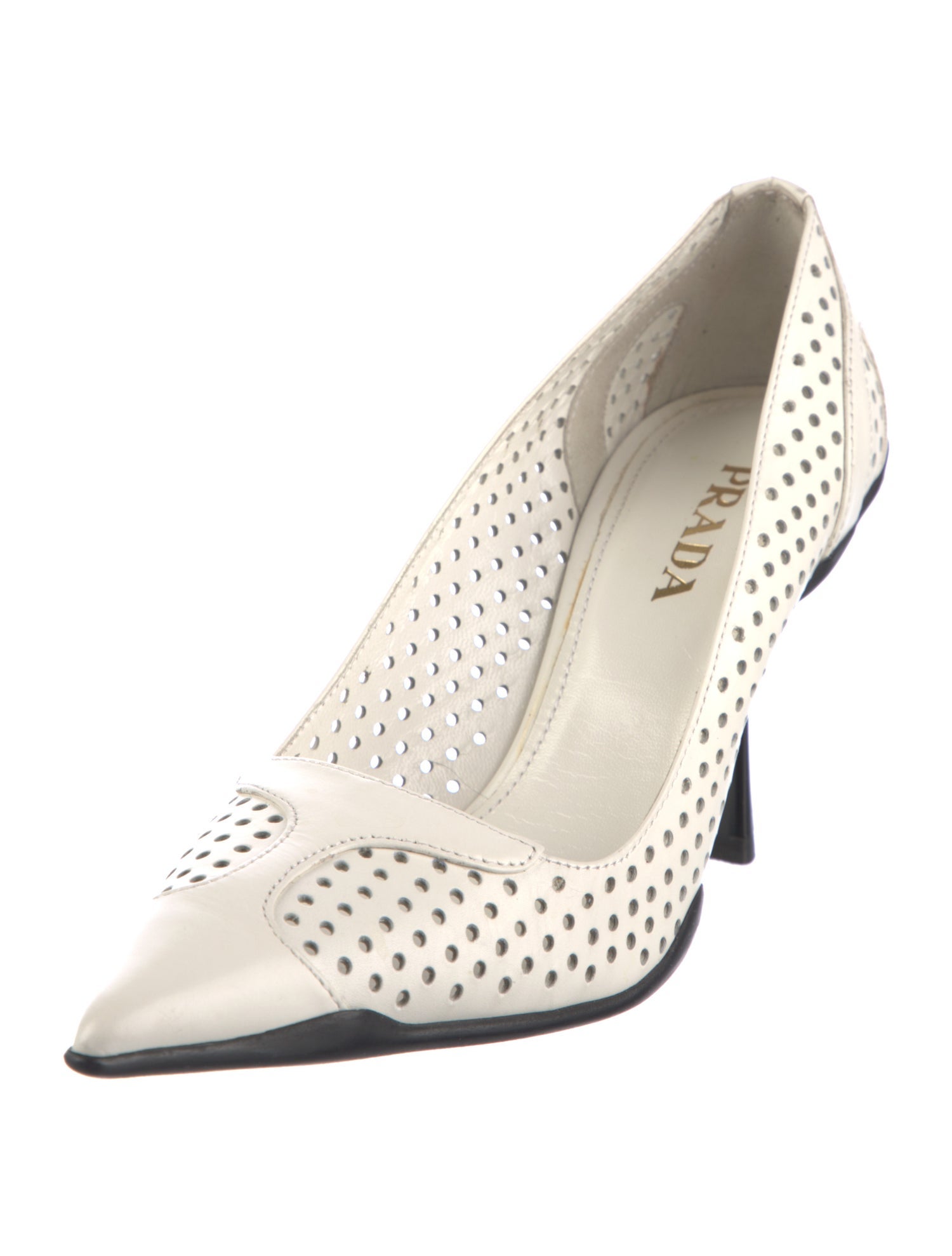 Prada Leather Lasercut Accents Slingback Pumps