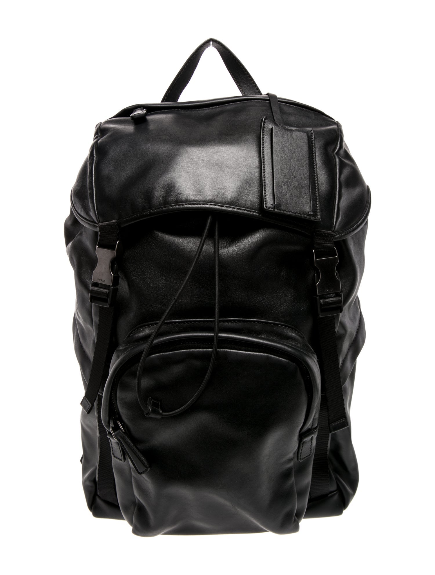 Prada Enameled Metal Triangle Backpack