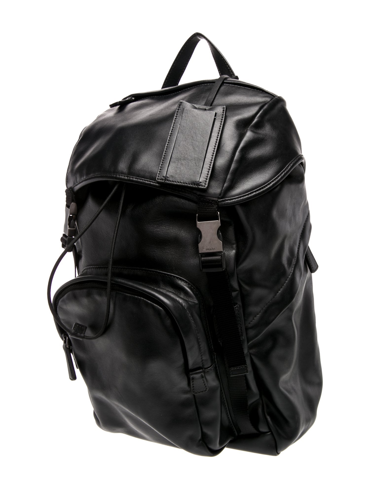 Prada Enameled Metal Triangle Backpack