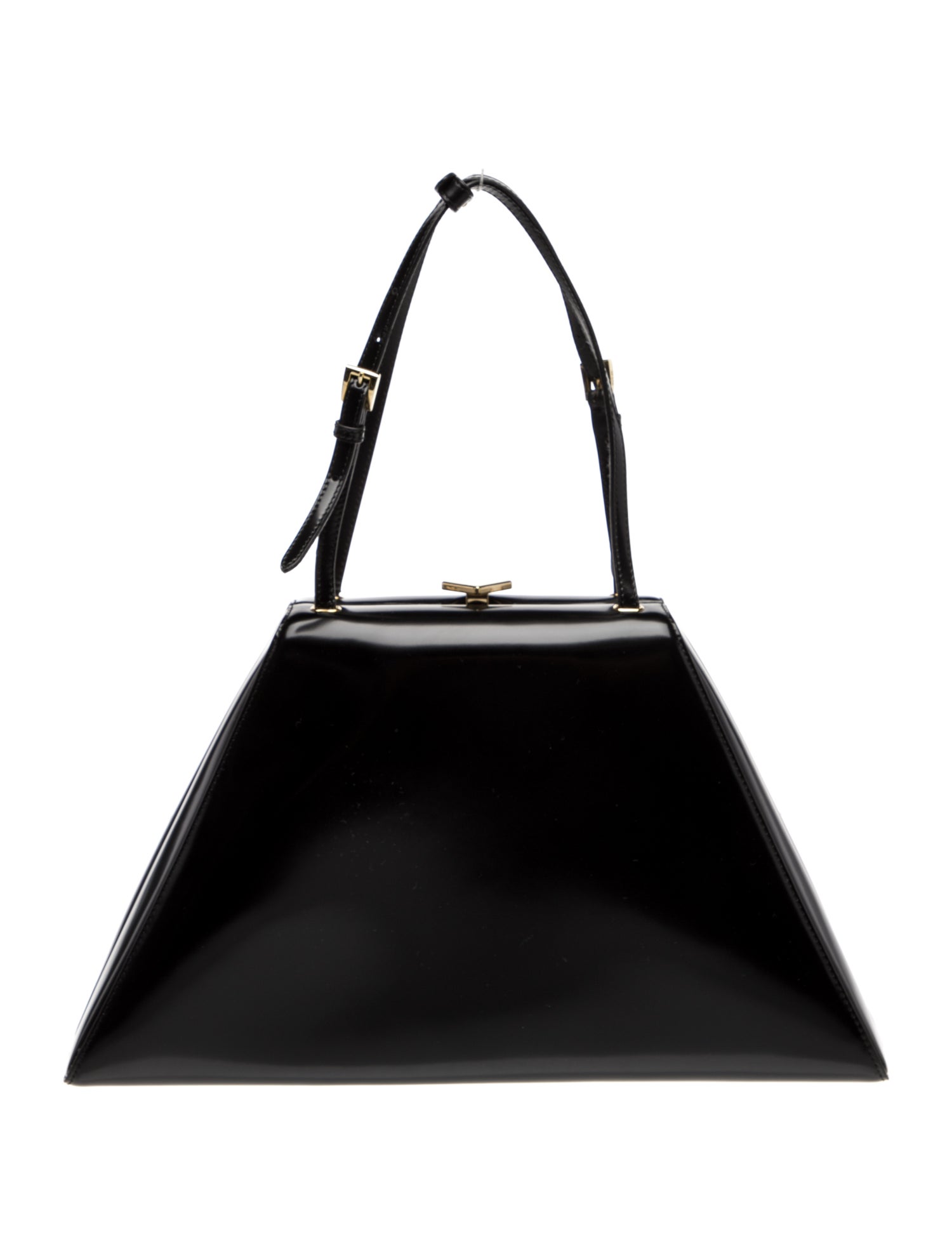 Prada Enameled Metal Triangle Top Handle Bag Medium