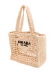 Prada Raffia Grass Raffia Logo Tote Small