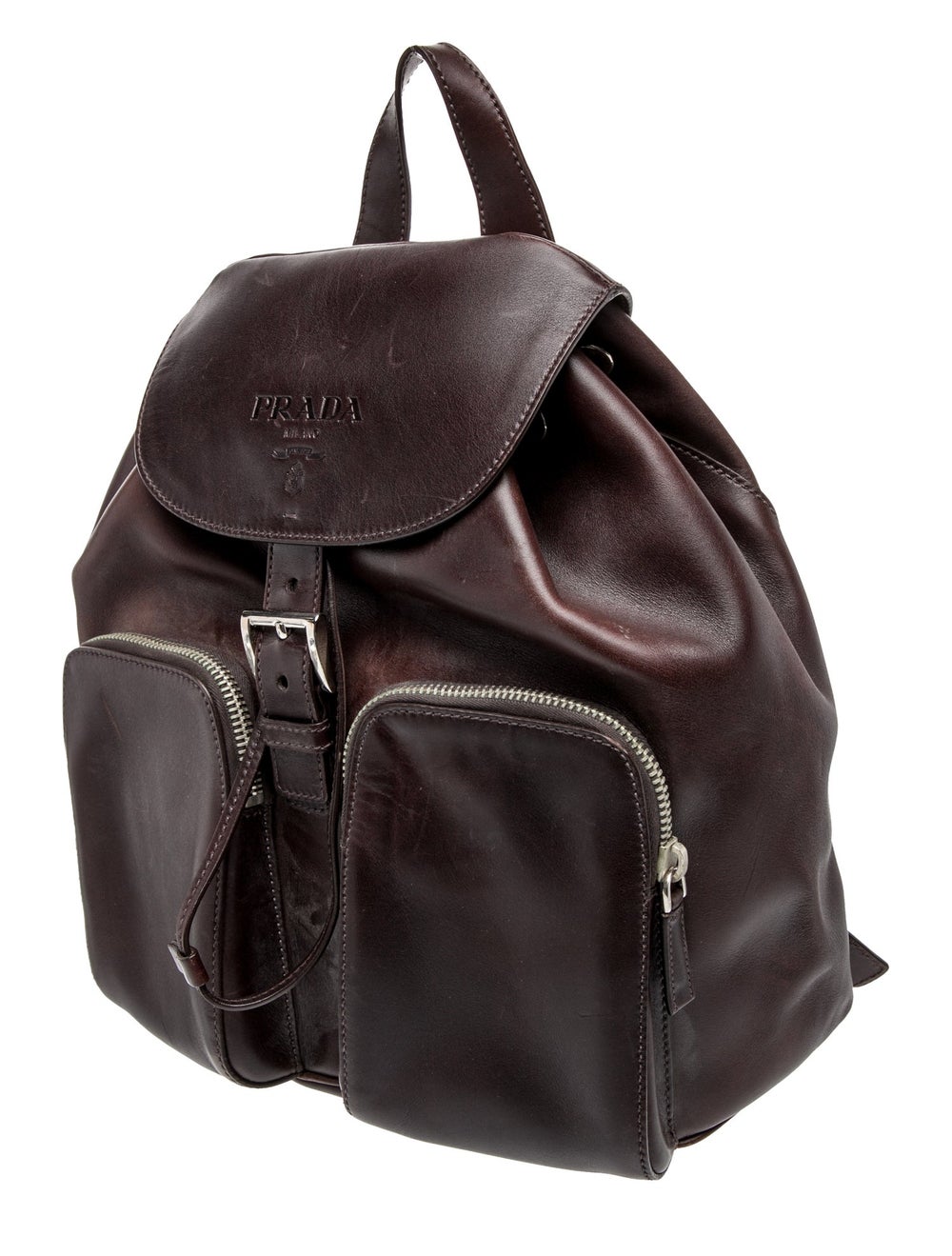 Prada Backpack Brown Leather Silver-Tone Hardware… - image 2