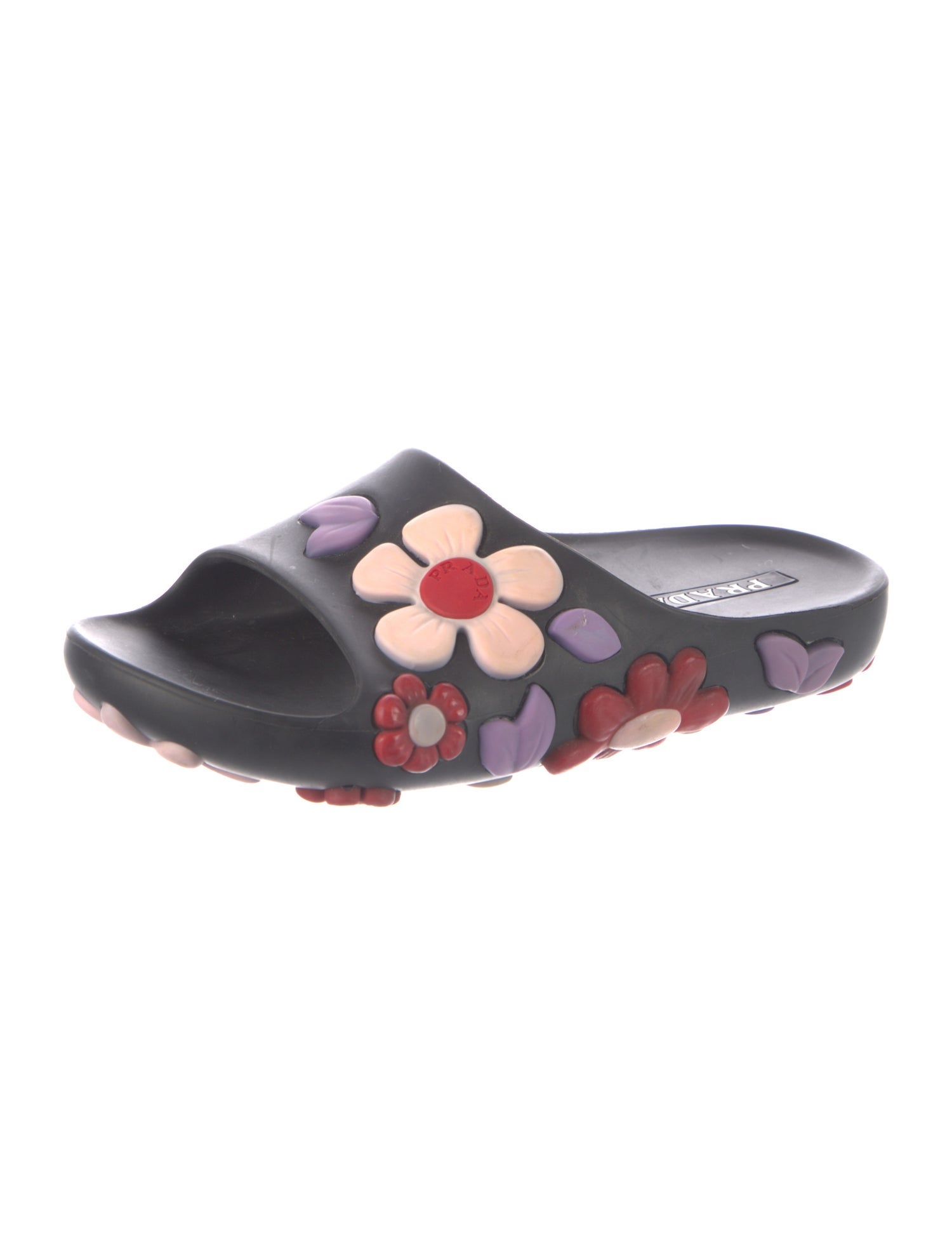 Prada Rubber Floral Print Slides