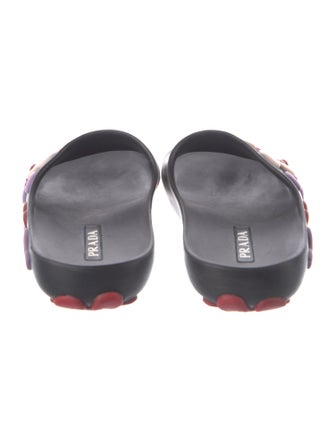 Prada Rubber Floral Print Slides