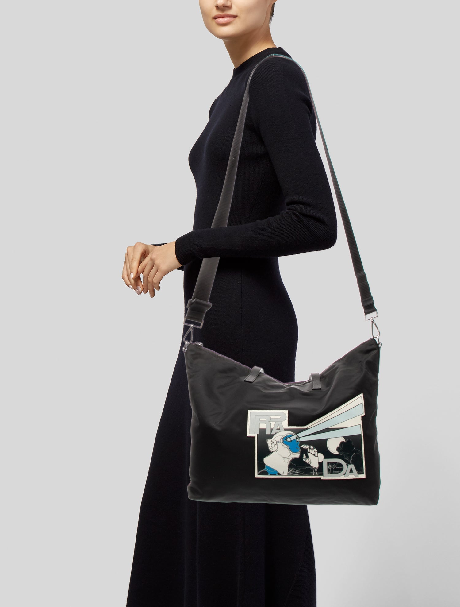 Prada Enameled Metal Triangle Tote