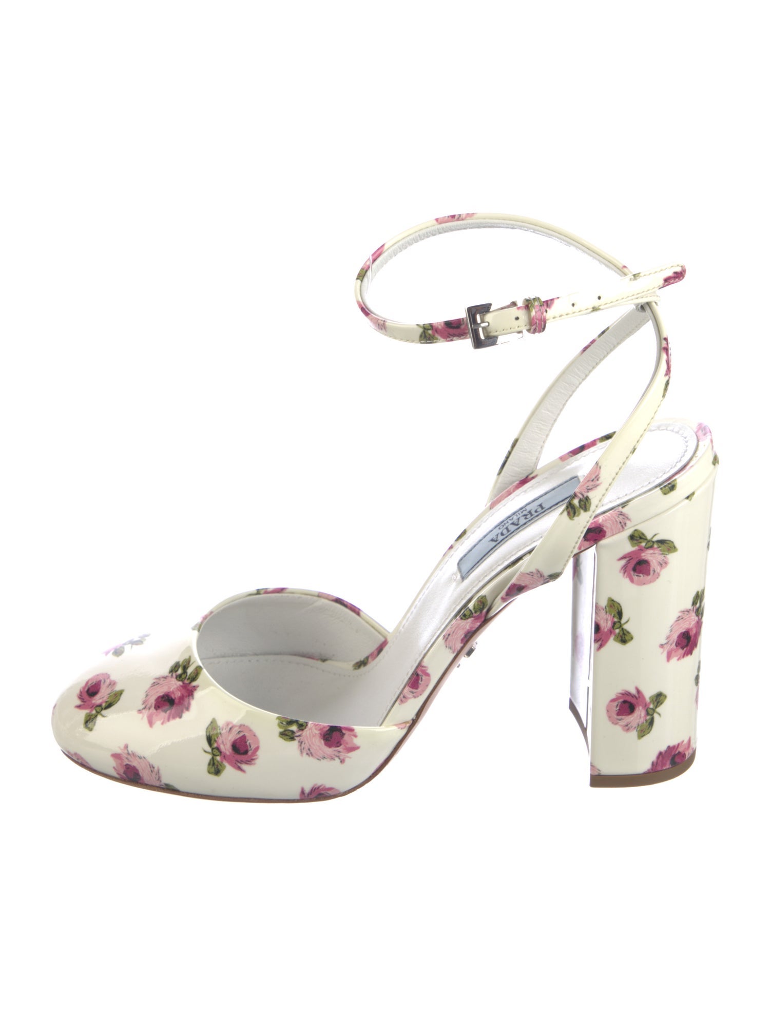 Prada Patent Leather Floral Print D'Orsay Pumps
