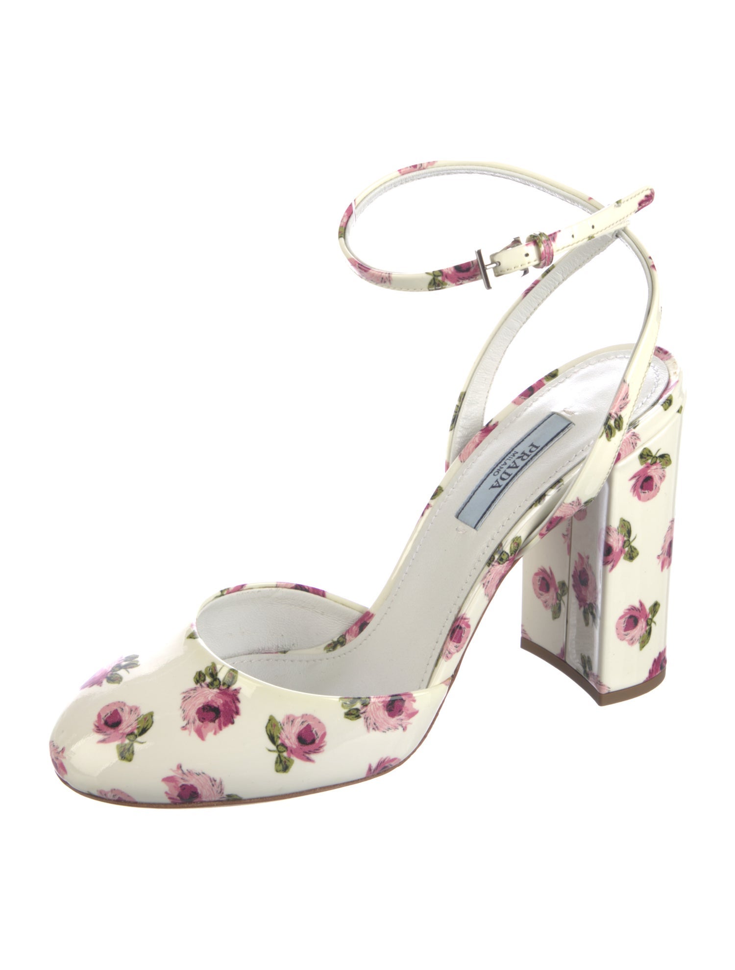 Prada Patent Leather Floral Print D'Orsay Pumps