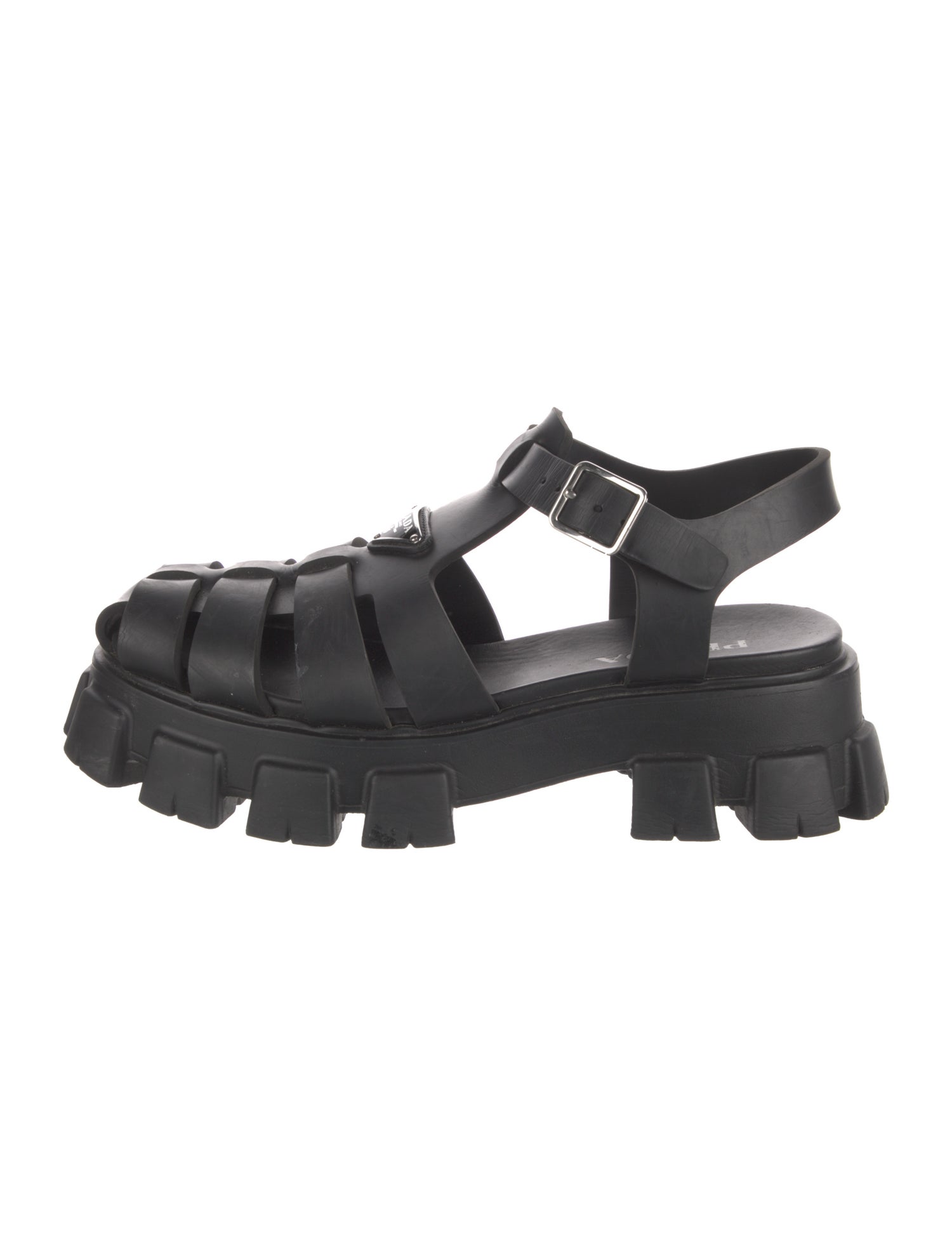 Prada Rubber Lasercut Accents Sandals