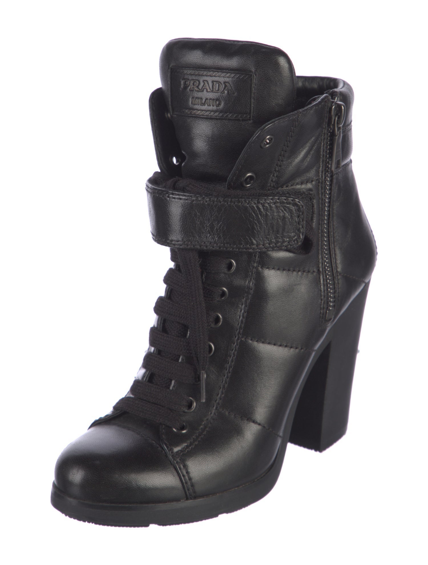 Prada Leather Lace-Up Boots