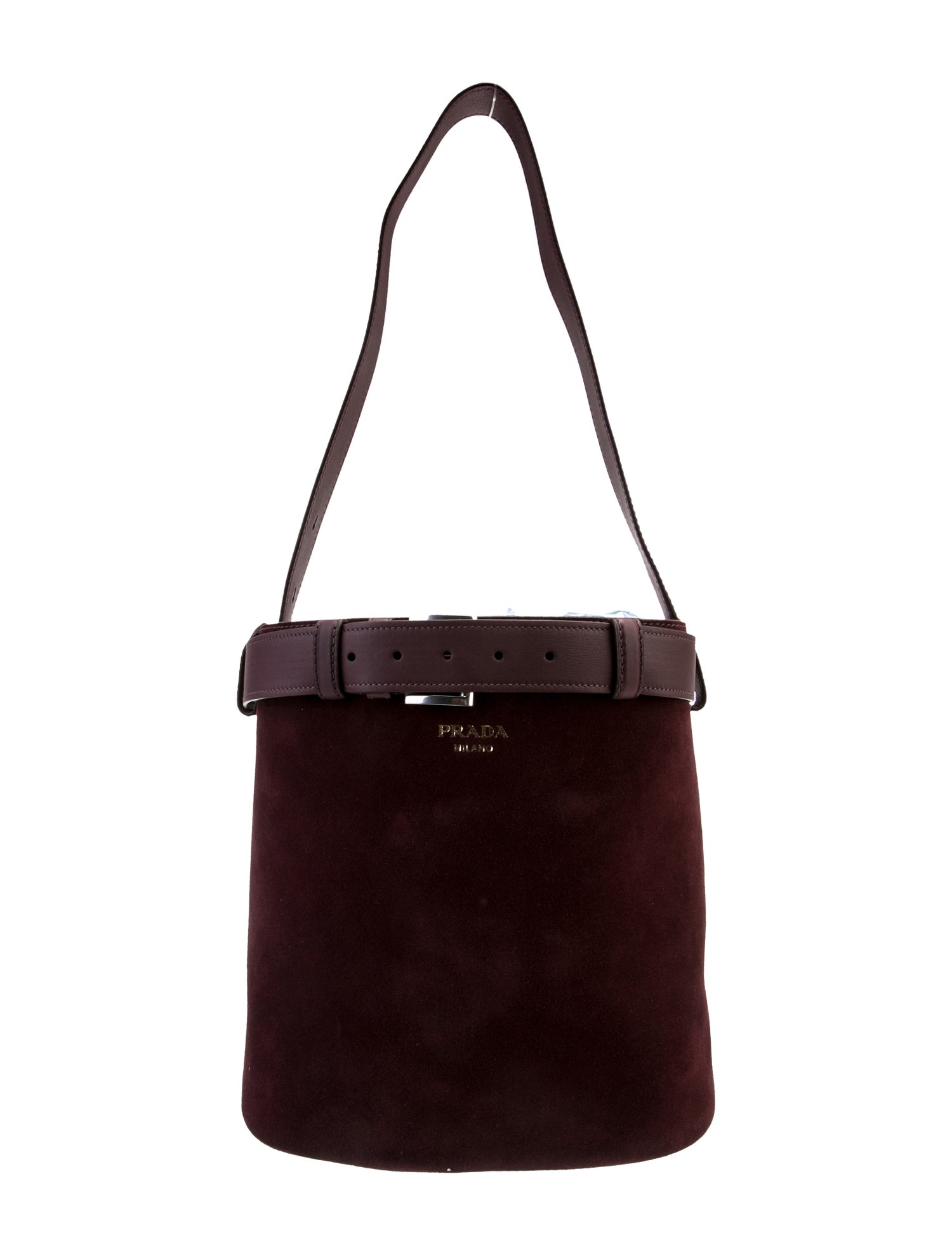 Prada Enameled Metal Triangle Buckle Bag