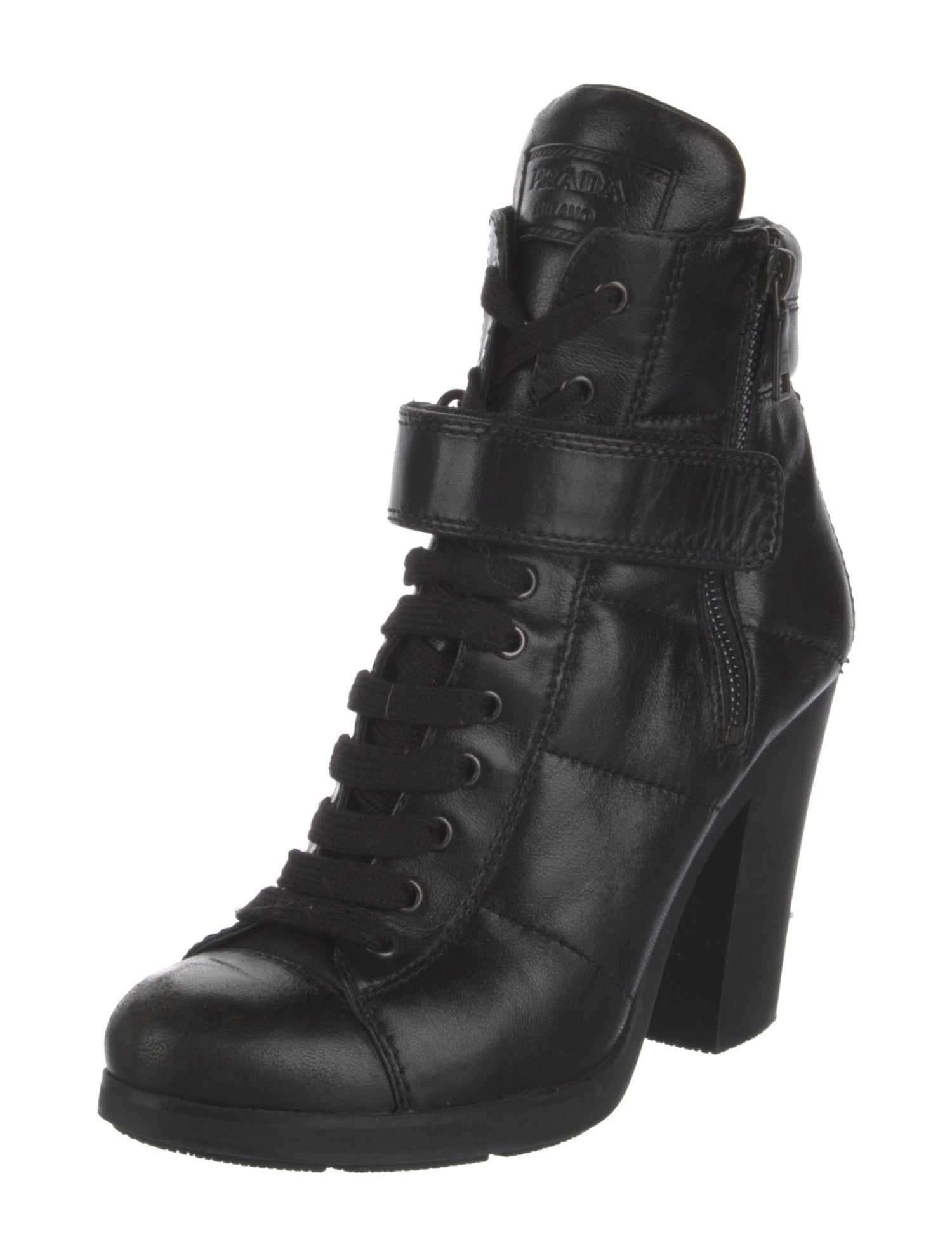 Prada Sport Leather Lace-Up Boots