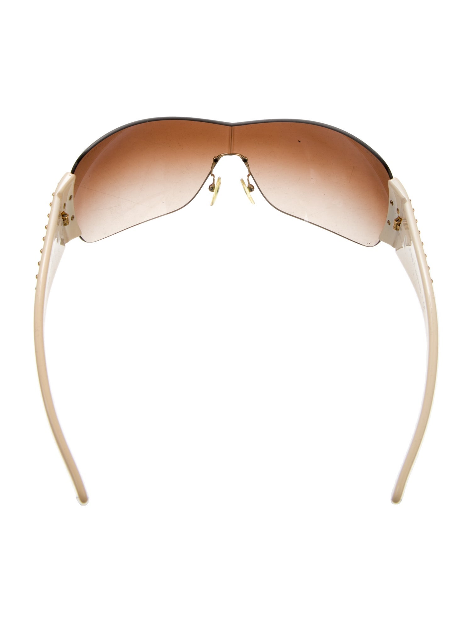 Prada Enameled Metal Triangle Shield Sunglasses
