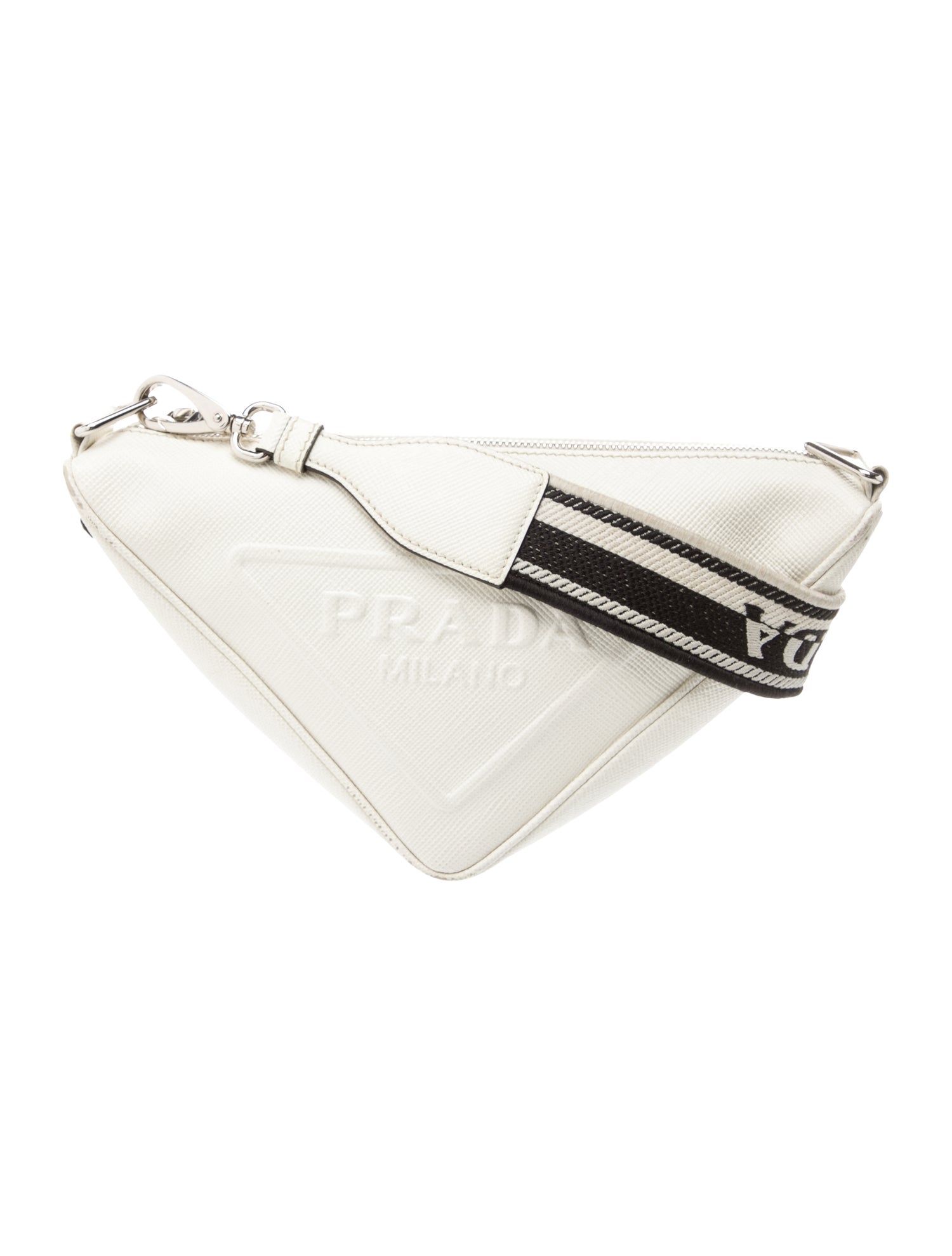 Prada Enameled Metal Triangle Triangle