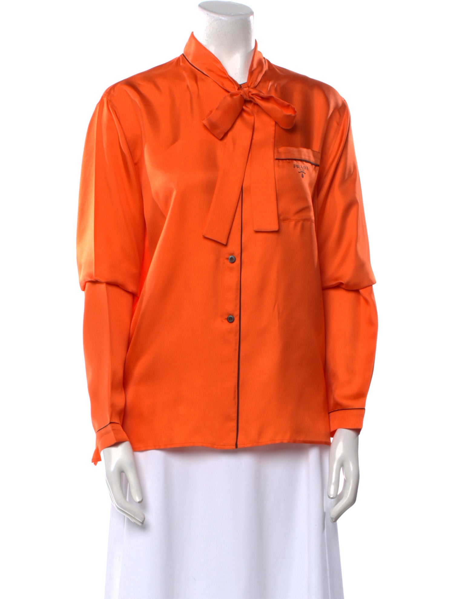 Prada 2022 Logo Long Sleeve Button-Up Top