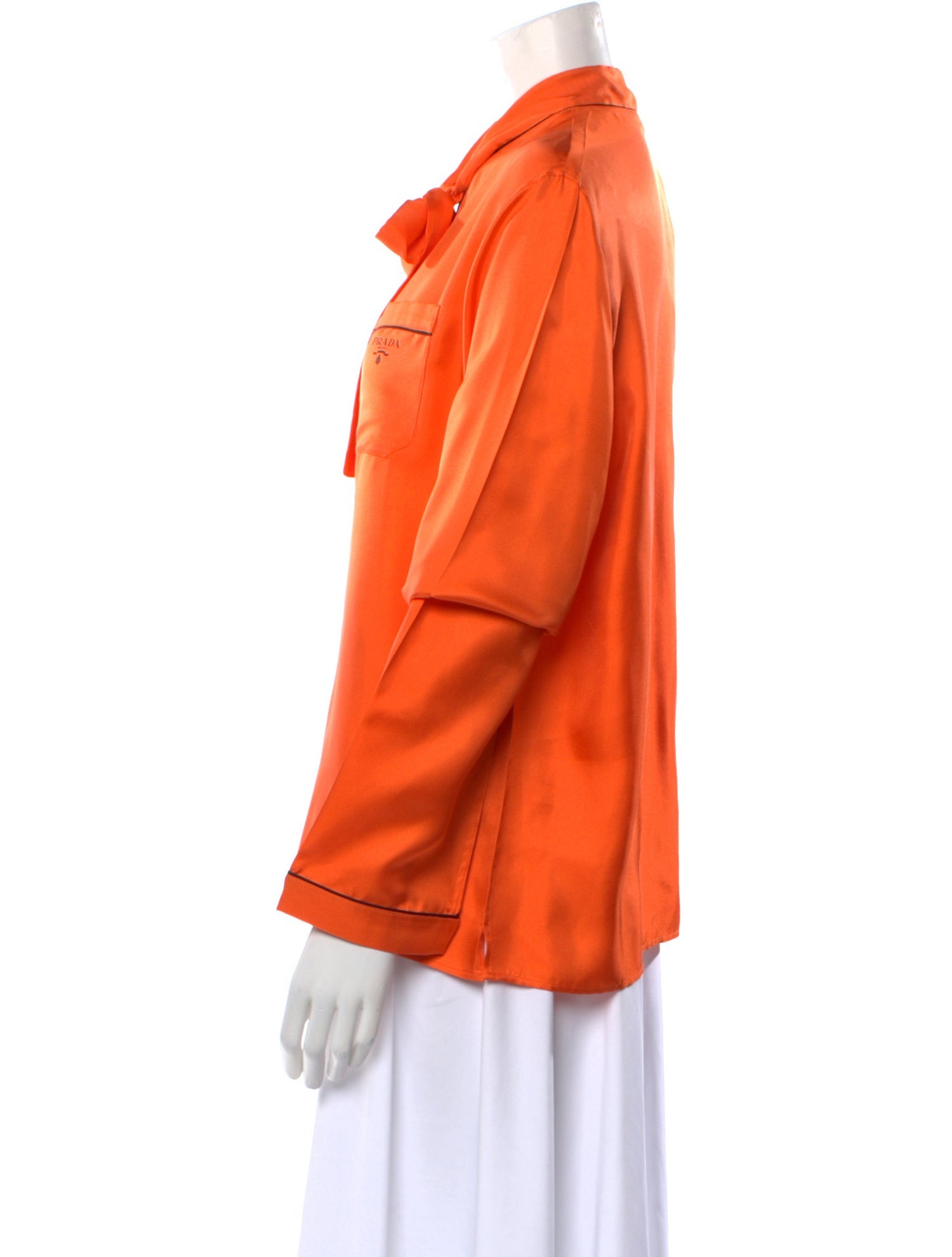 Prada 2022 Logo Long Sleeve Button-Up Top