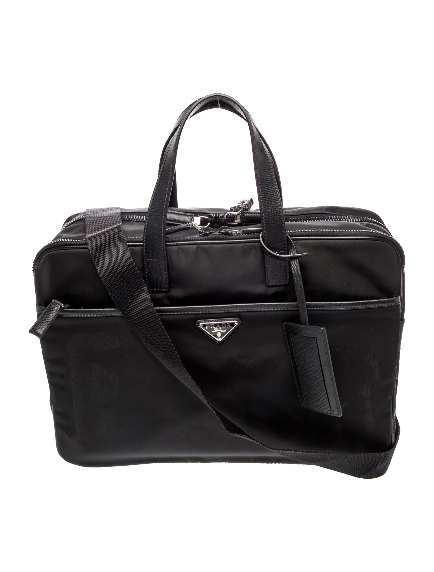 Prada Enameled Metal Triangle Briefcase