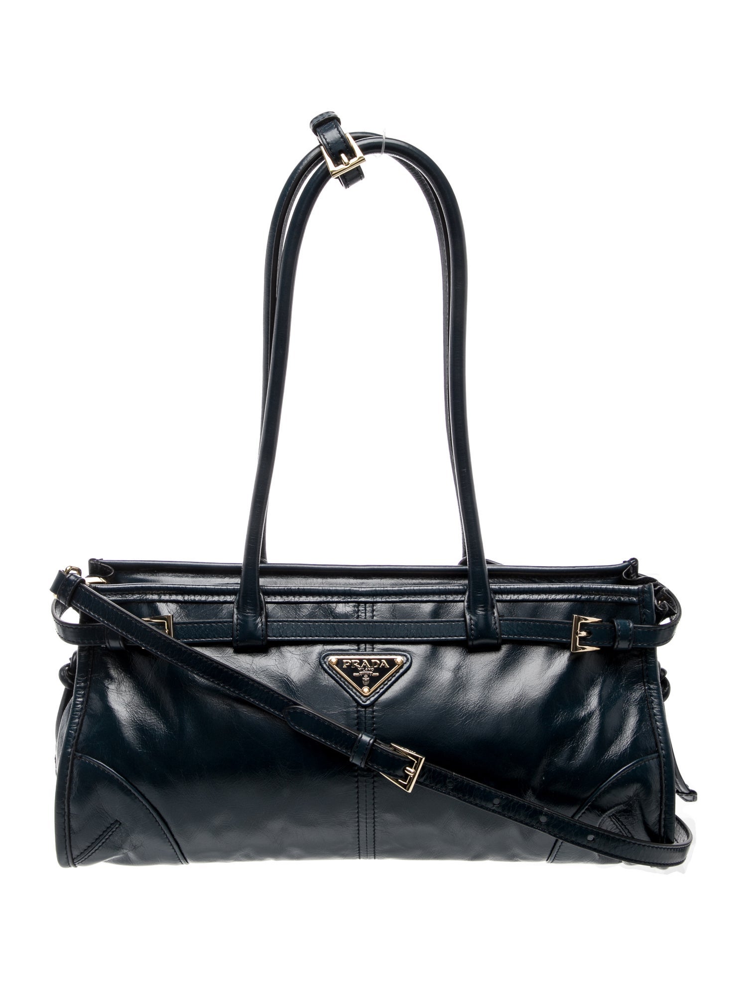 Prada Enameled Metal Triangle Bonnie Medium