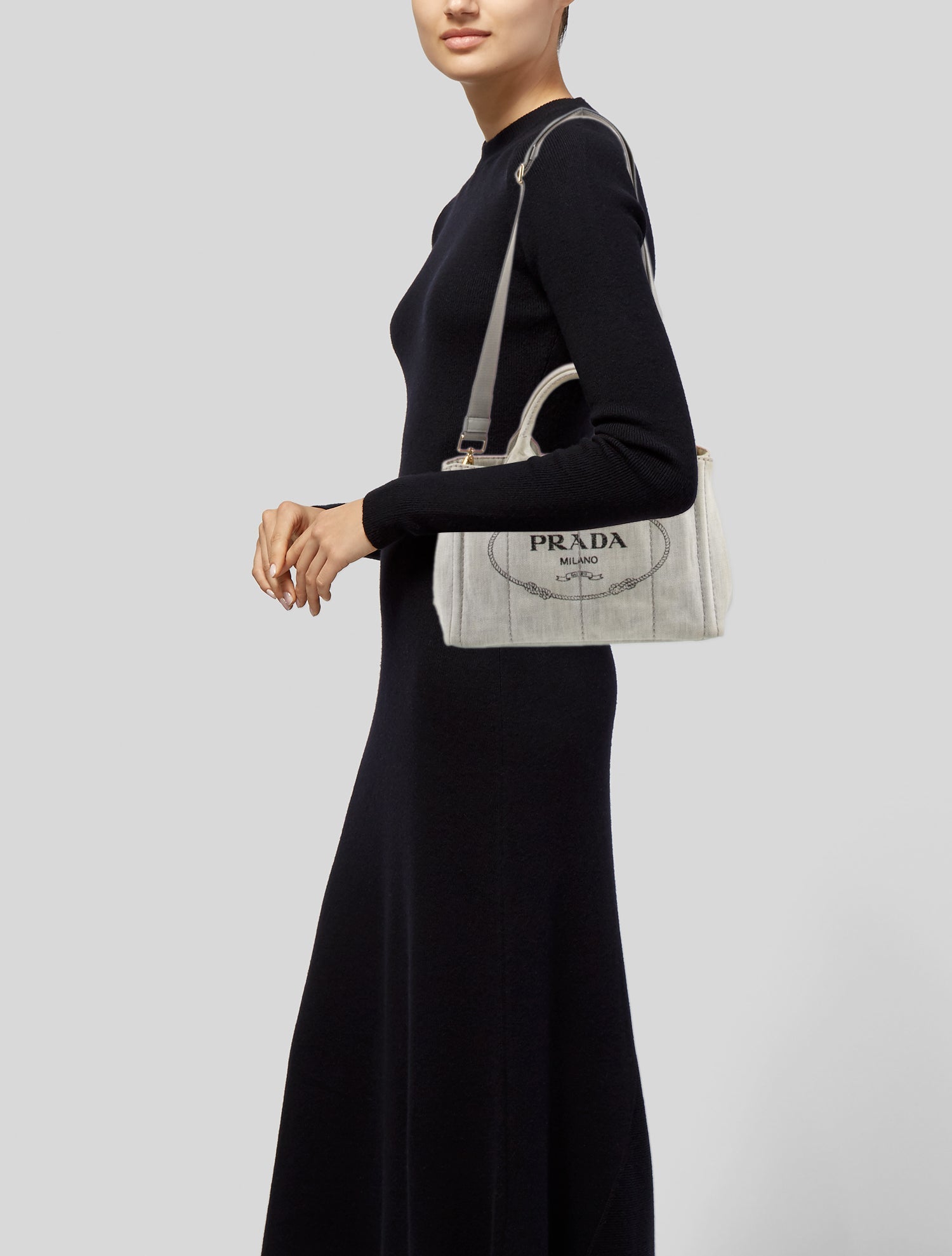 Prada Enameled Metal Triangle Top Handle Bag