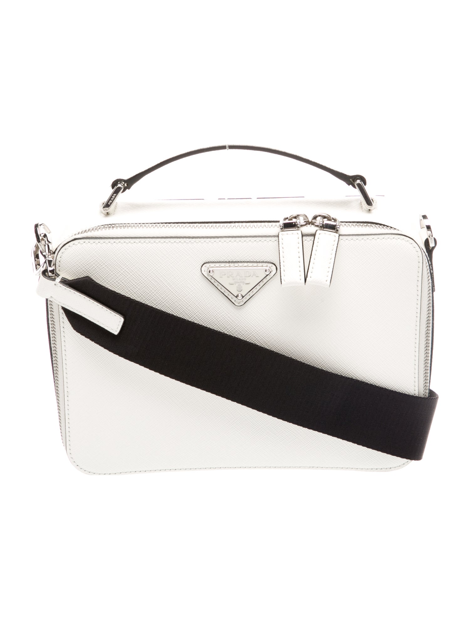 Prada Enameled Metal Triangle Brique
