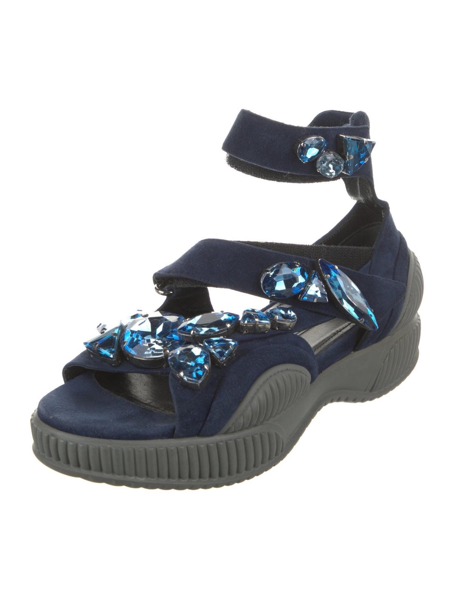 Prada Suede Crystal Embellishments Sandals