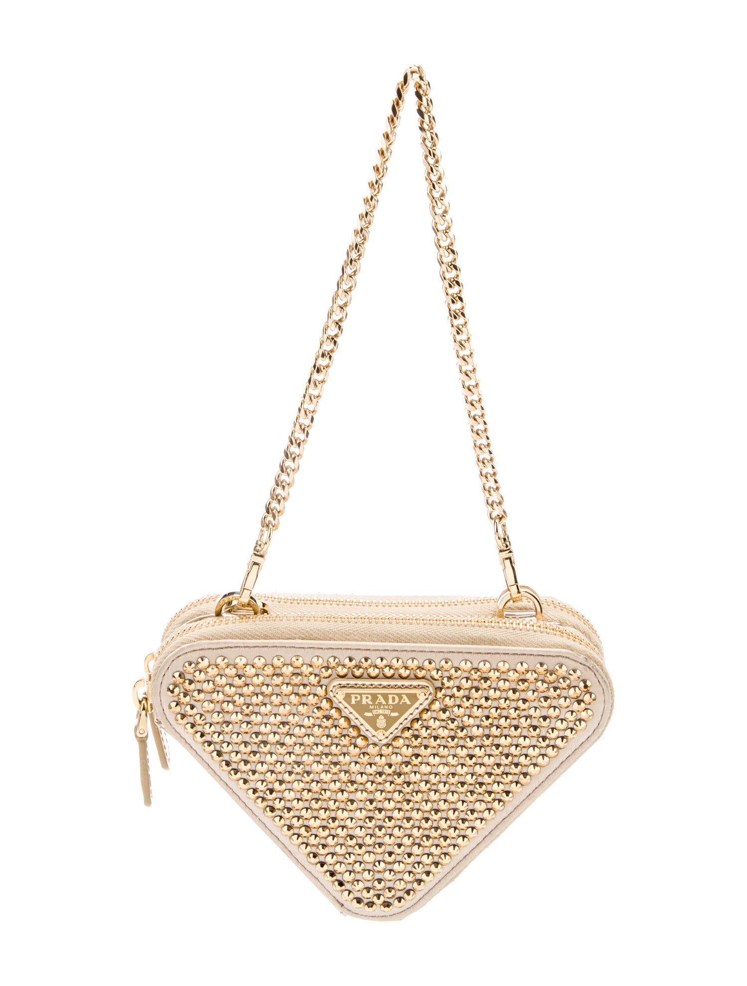 Prada Enameled Metal Triangle Triangle