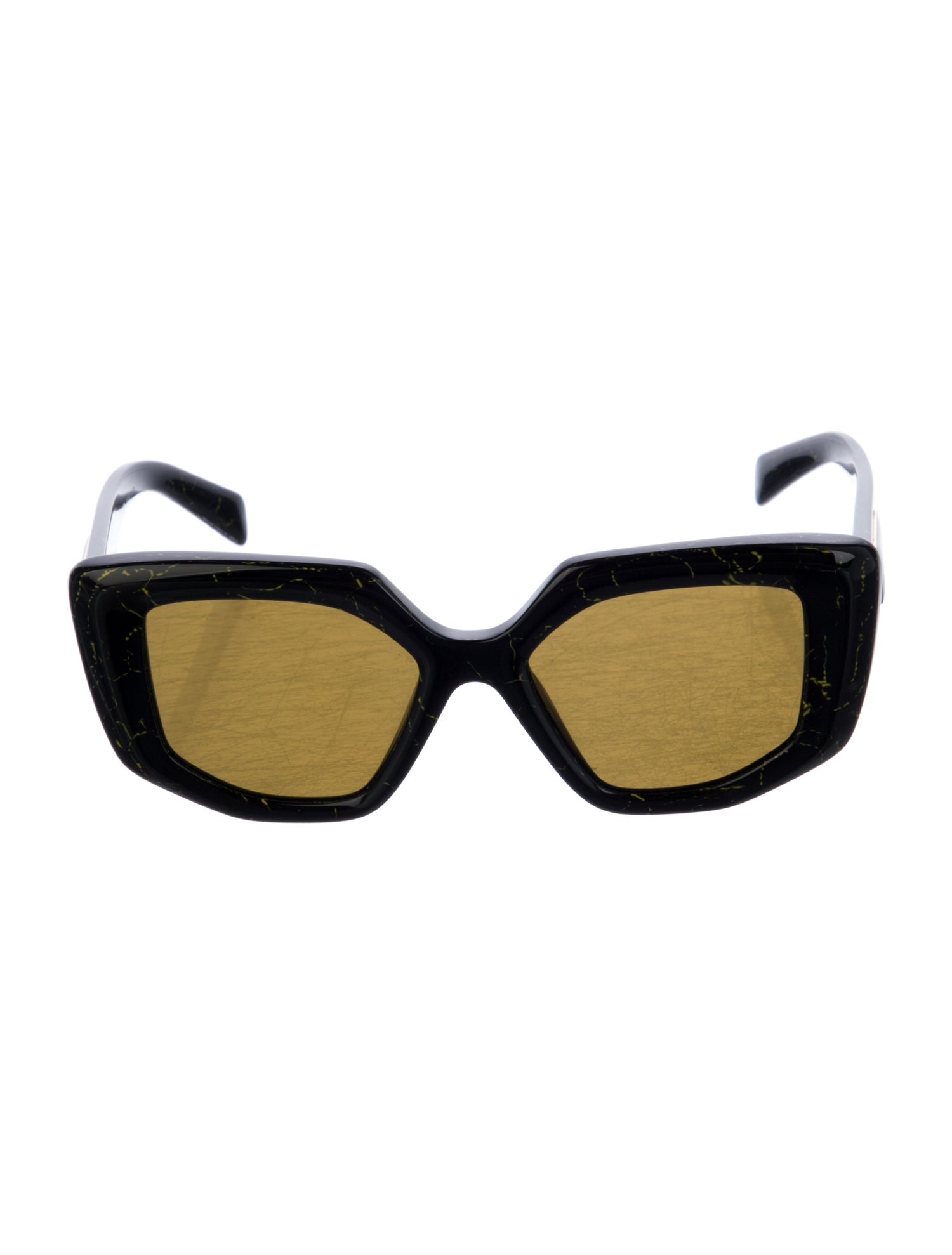 Prada Enameled Metal Triangle Square Sunglasses