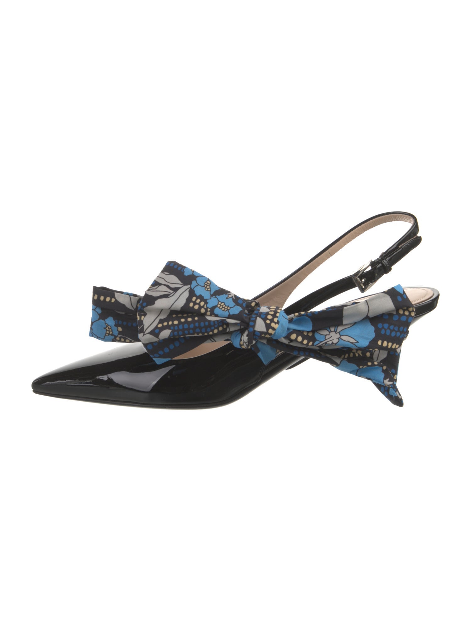Prada Patent Leather Printed Slingback Pumps