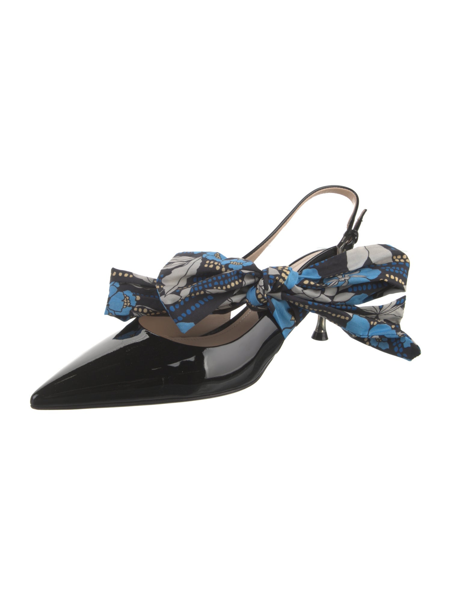 Prada Patent Leather Printed Slingback Pumps