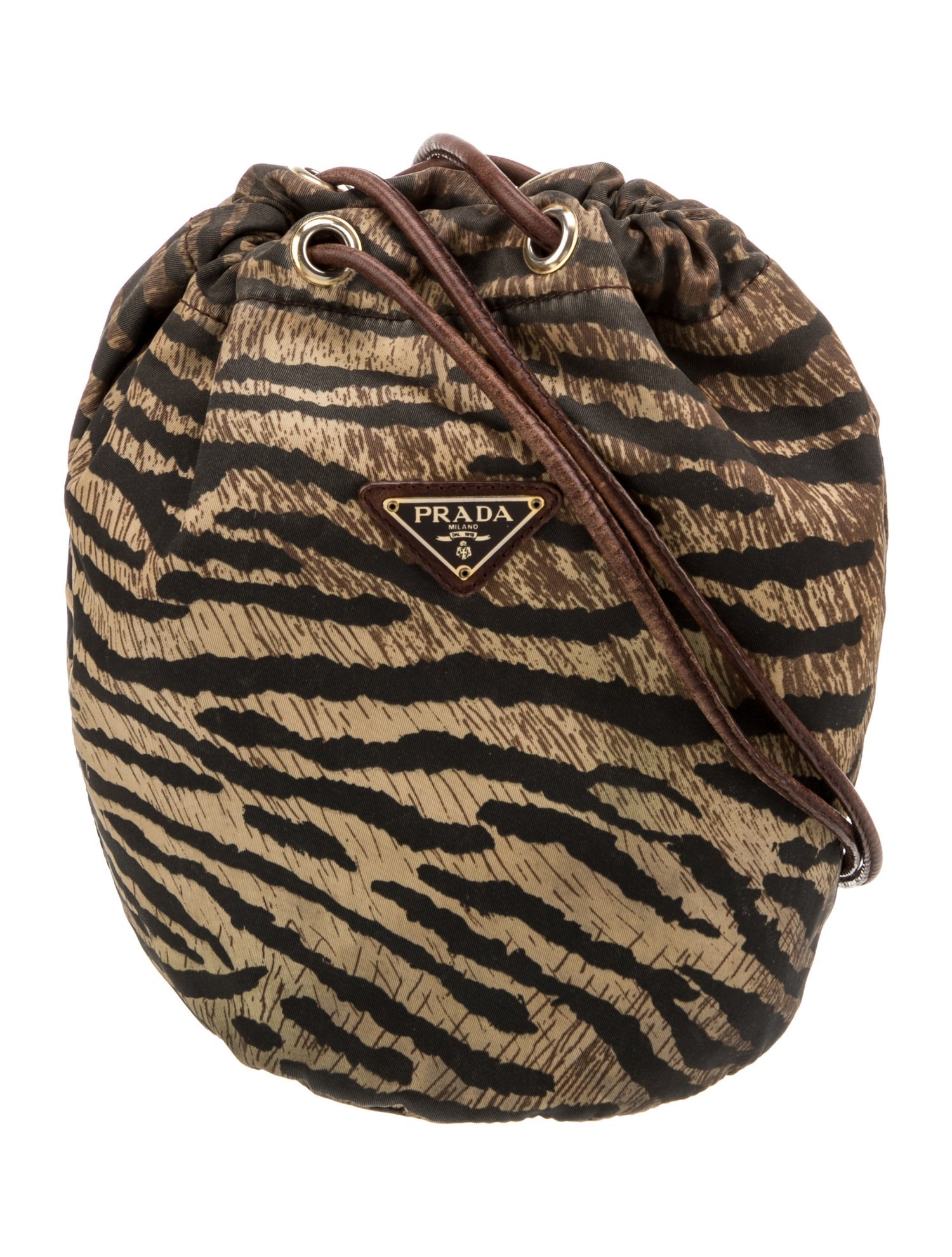 Prada Enameled Metal Triangle Shoulder Bag Vintage