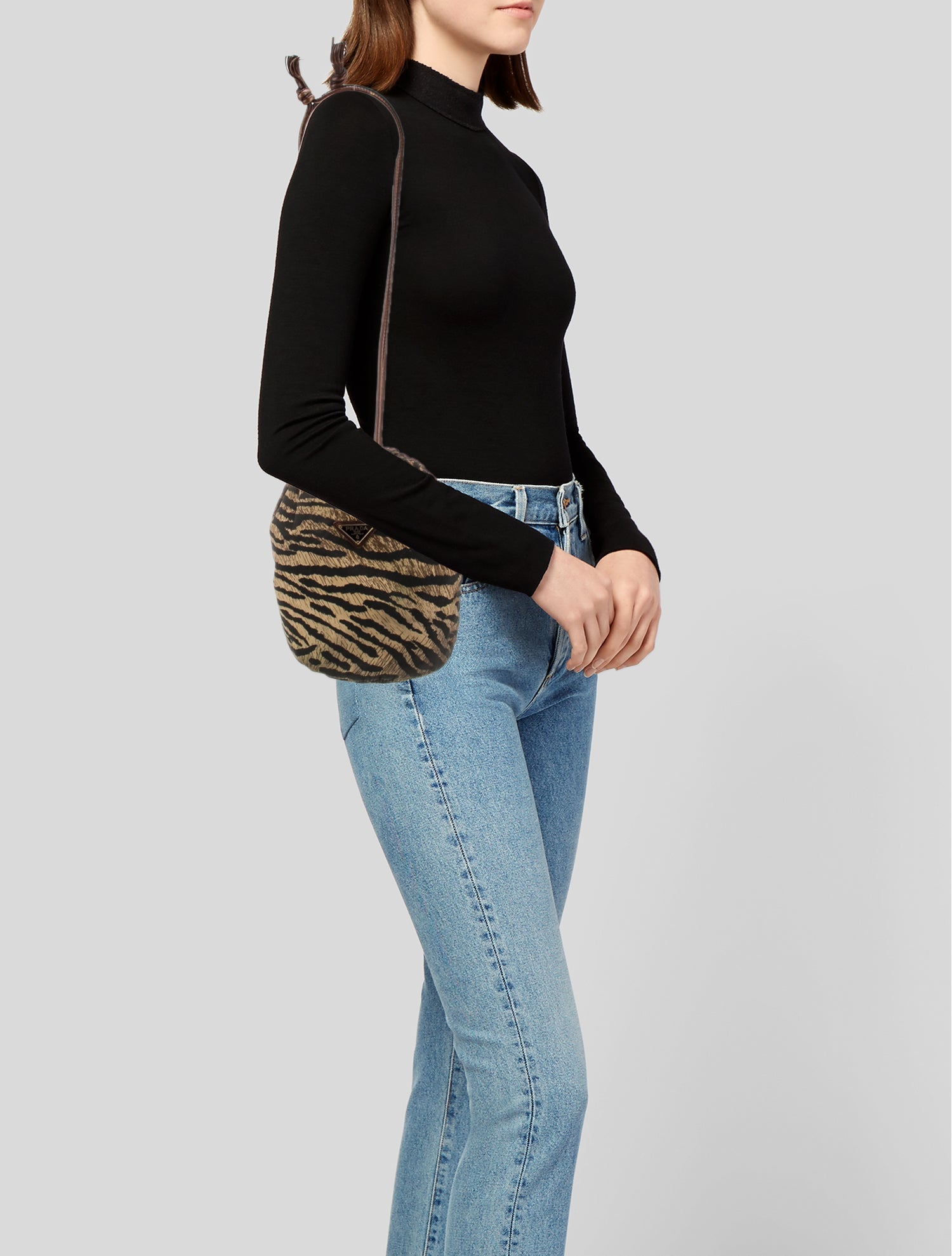 Prada Enameled Metal Triangle Shoulder Bag Vintage