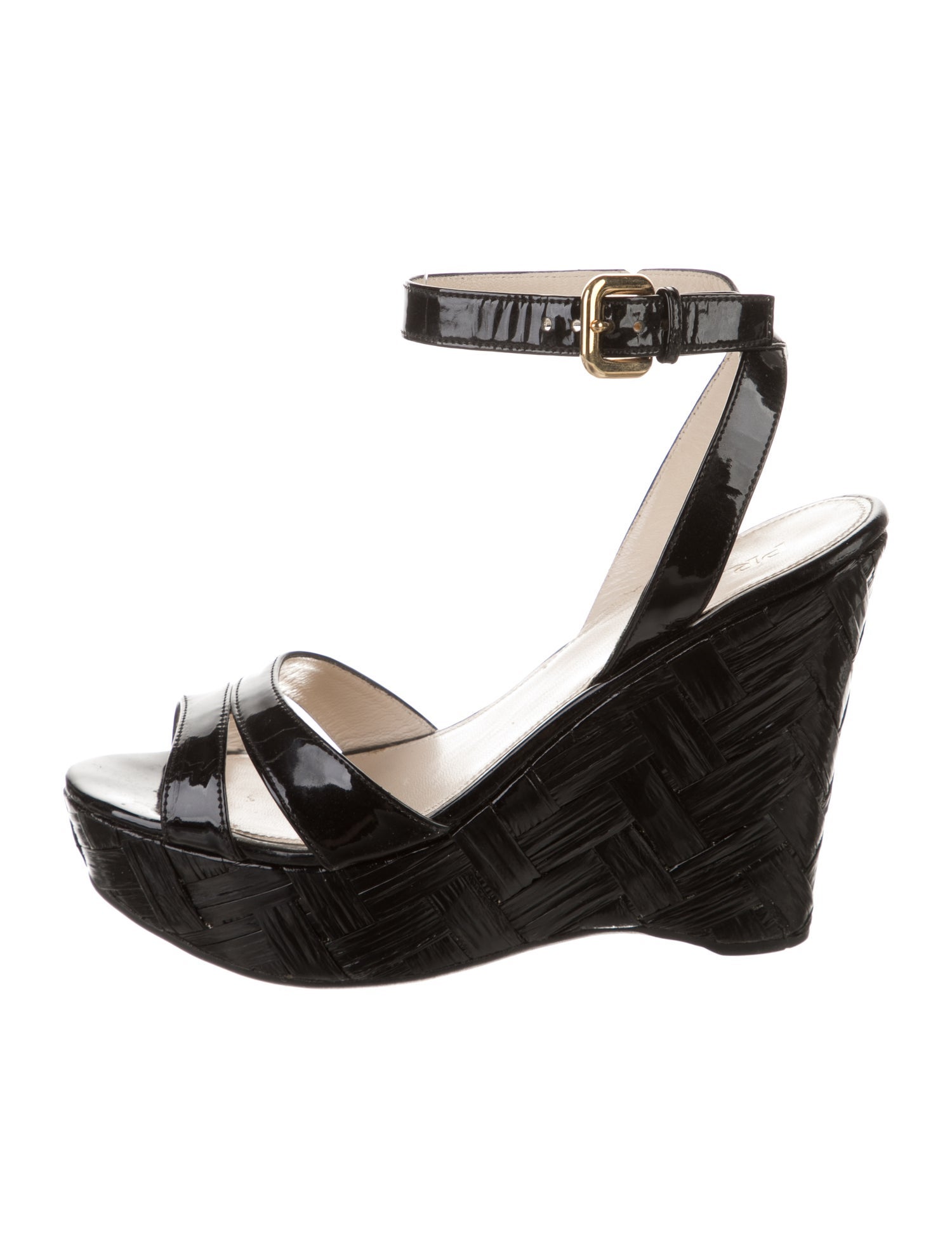 Prada Patent Leather Braided Accents Espadrilles