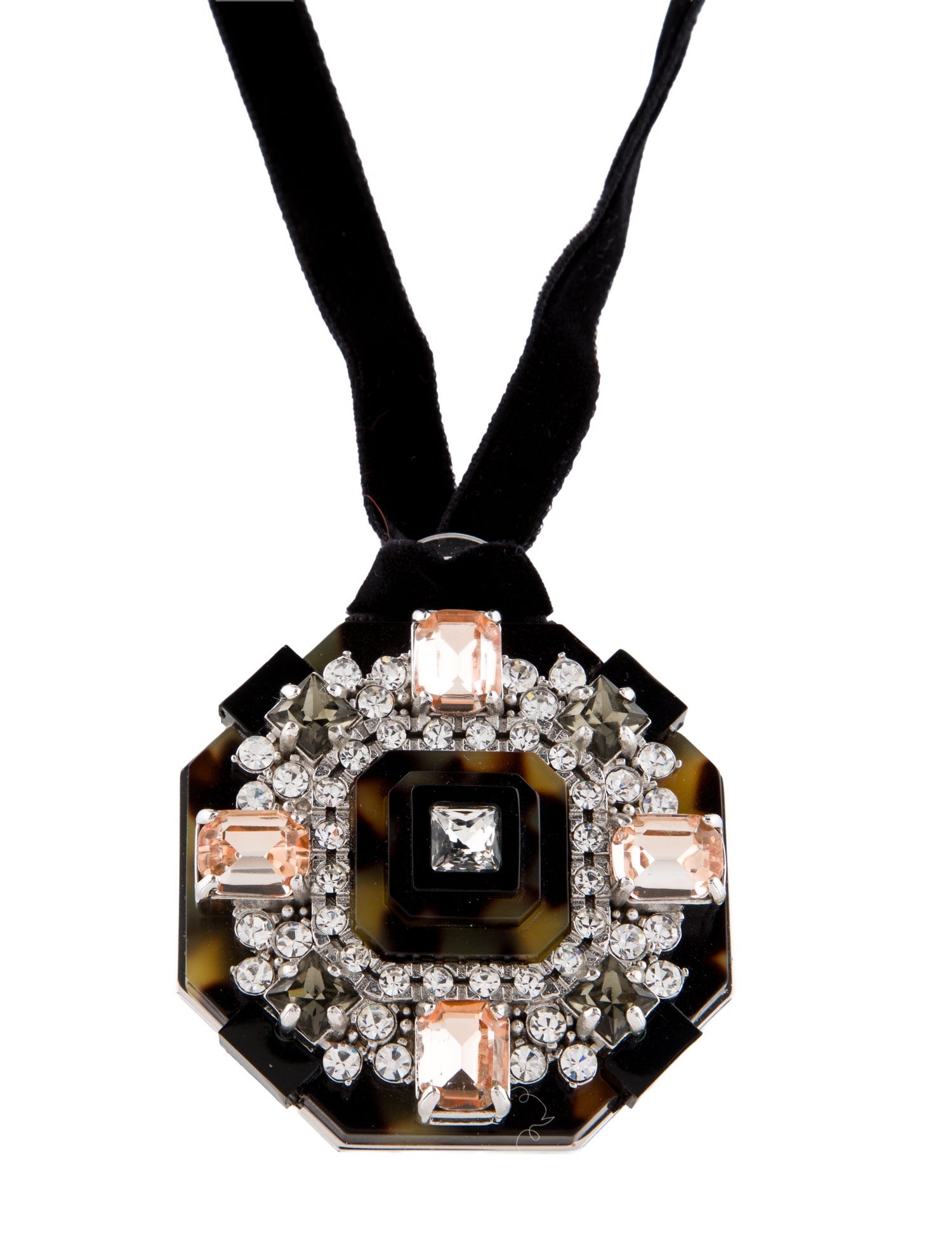 Prada Crystal & Satin Pendant Necklace