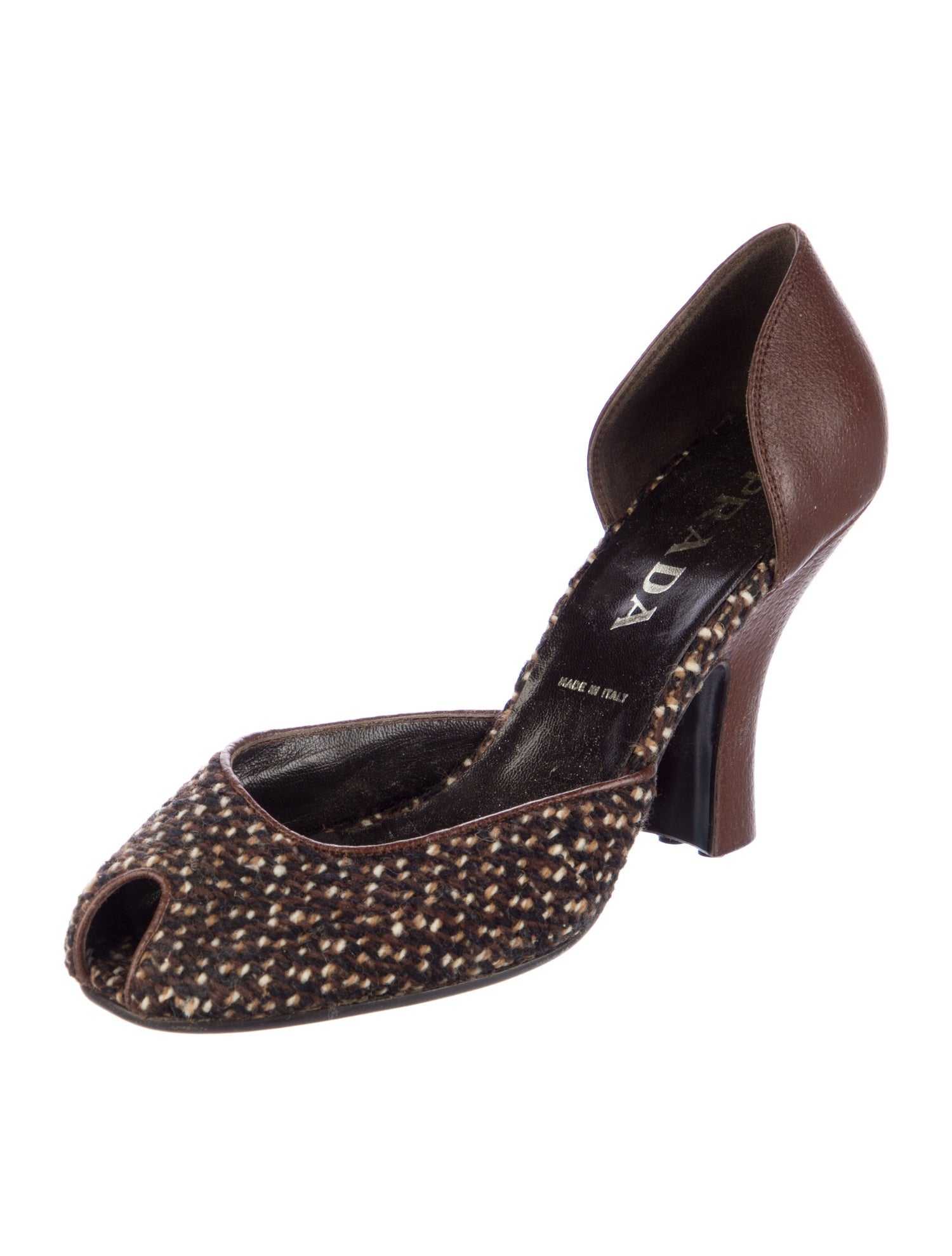 Prada Tweed Patterned D'Orsay Pumps