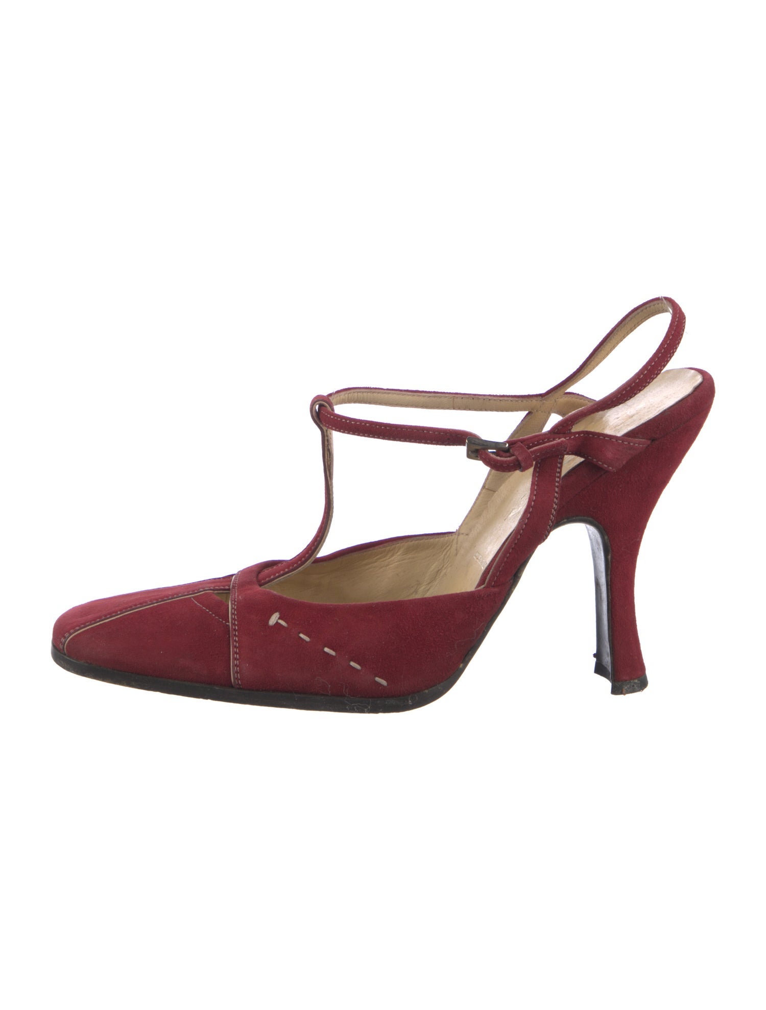 Prada Suede T-Strap Pumps