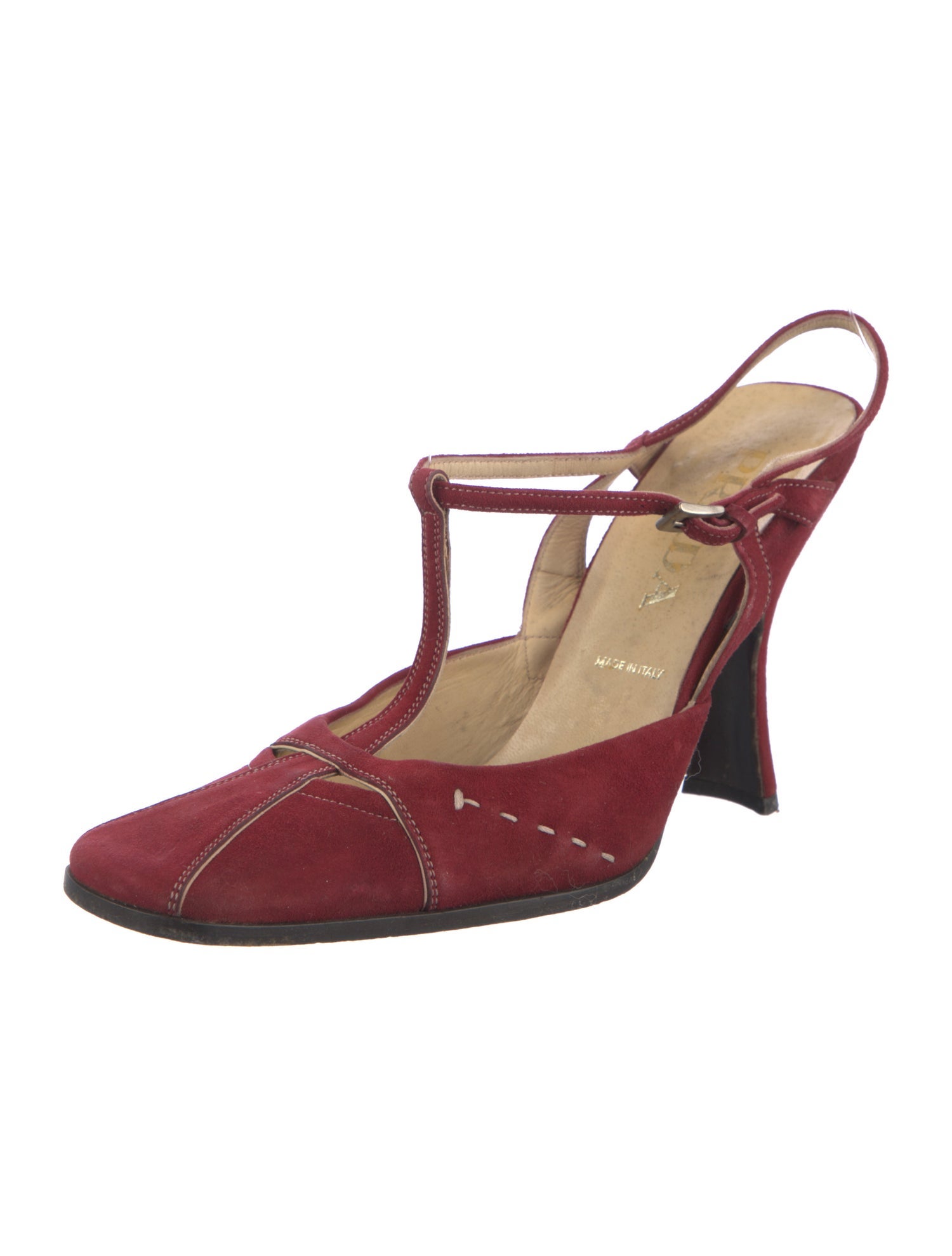 Prada Suede T-Strap Pumps