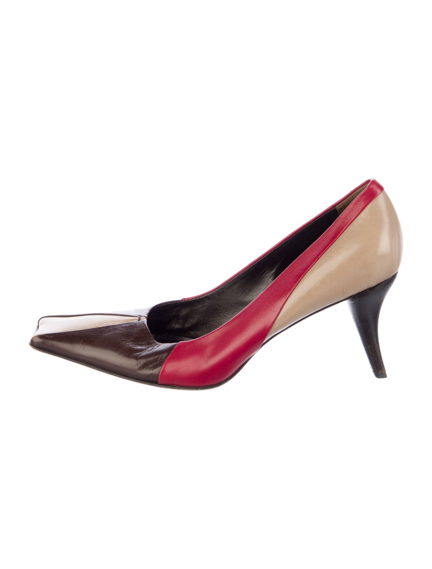 Prada Leather Colorblock Pattern Pumps