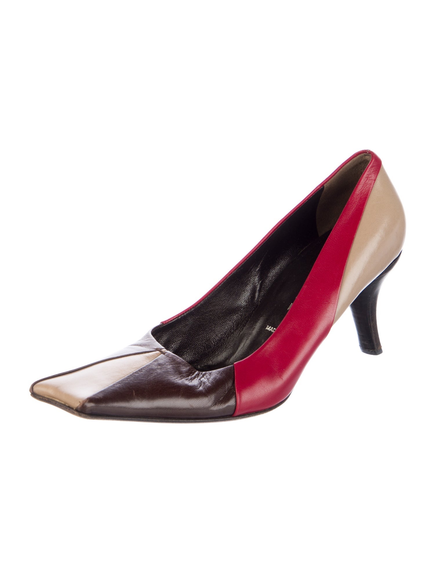 Prada Leather Colorblock Pattern Pumps