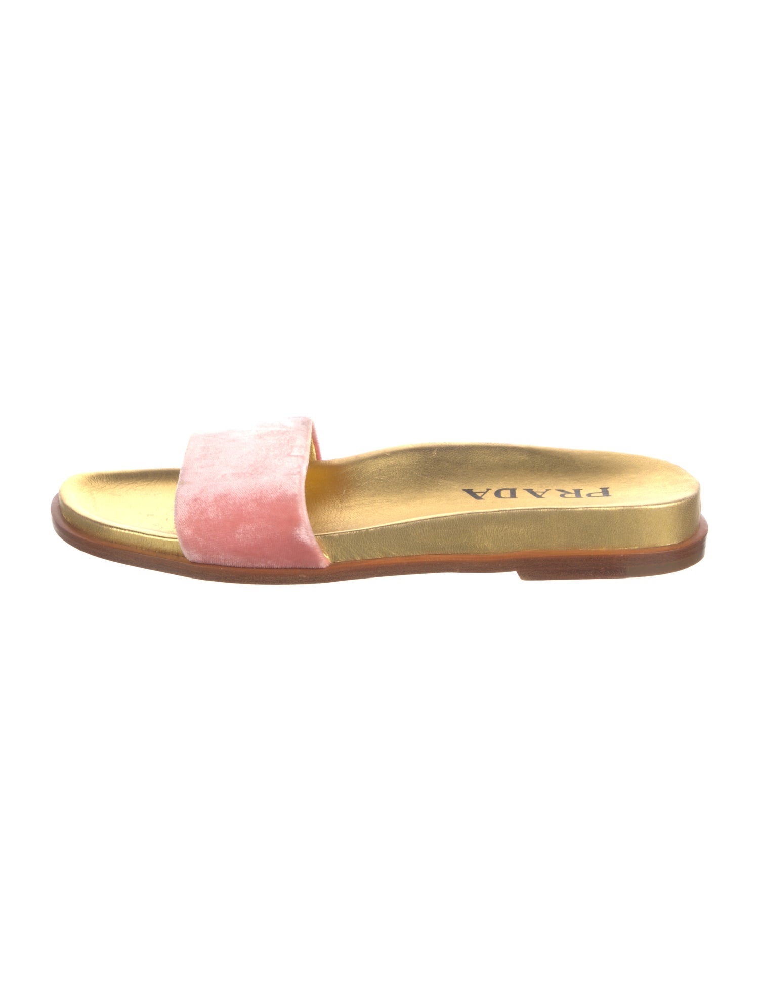 Prada Velvet Leather Trim Embellishment Slides
