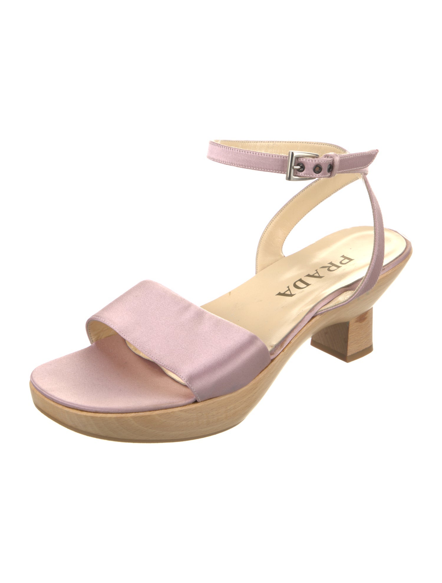 Prada Satin Leather Trim Embellishment Sandals