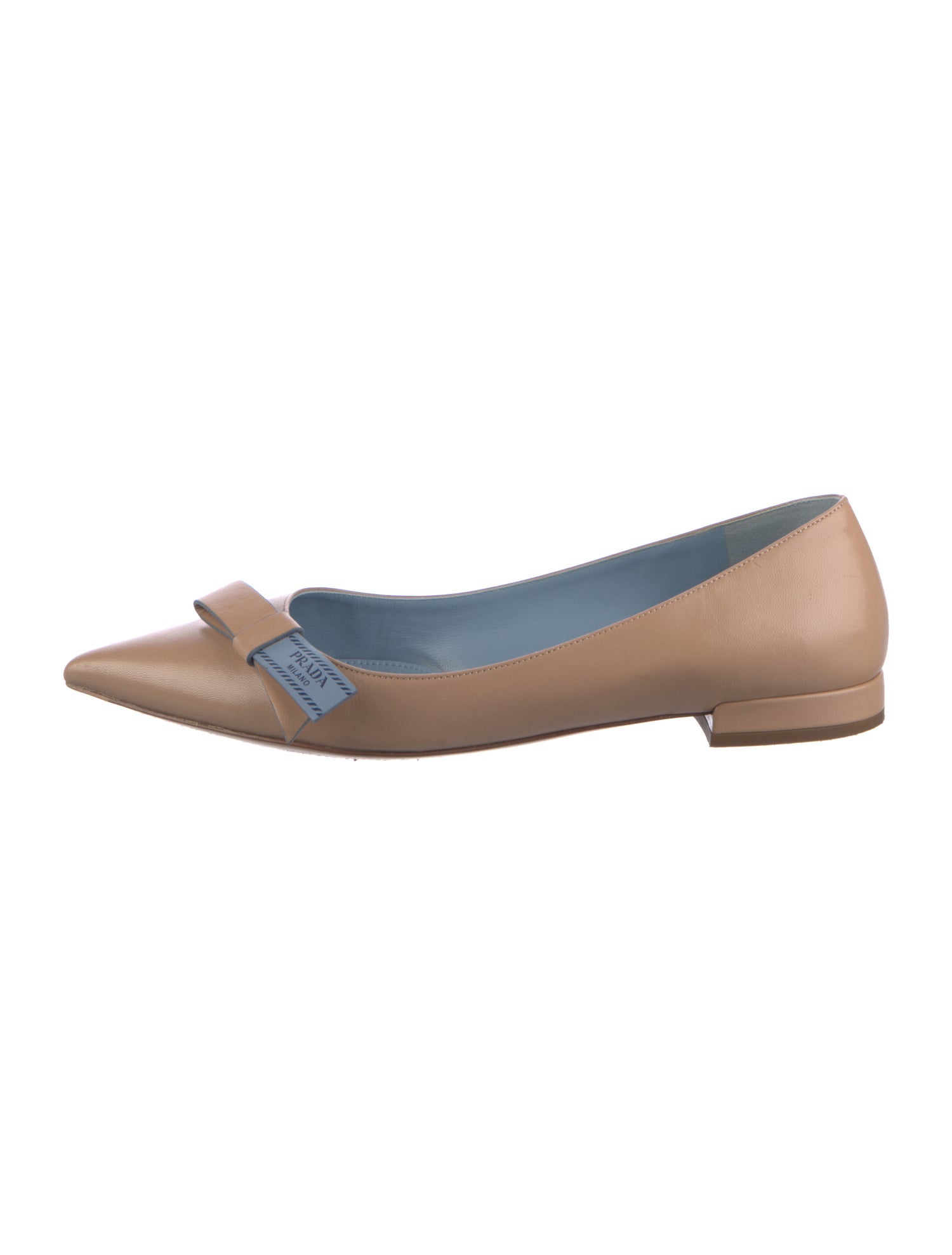 Prada Leather Bow Accents Ballet Flats